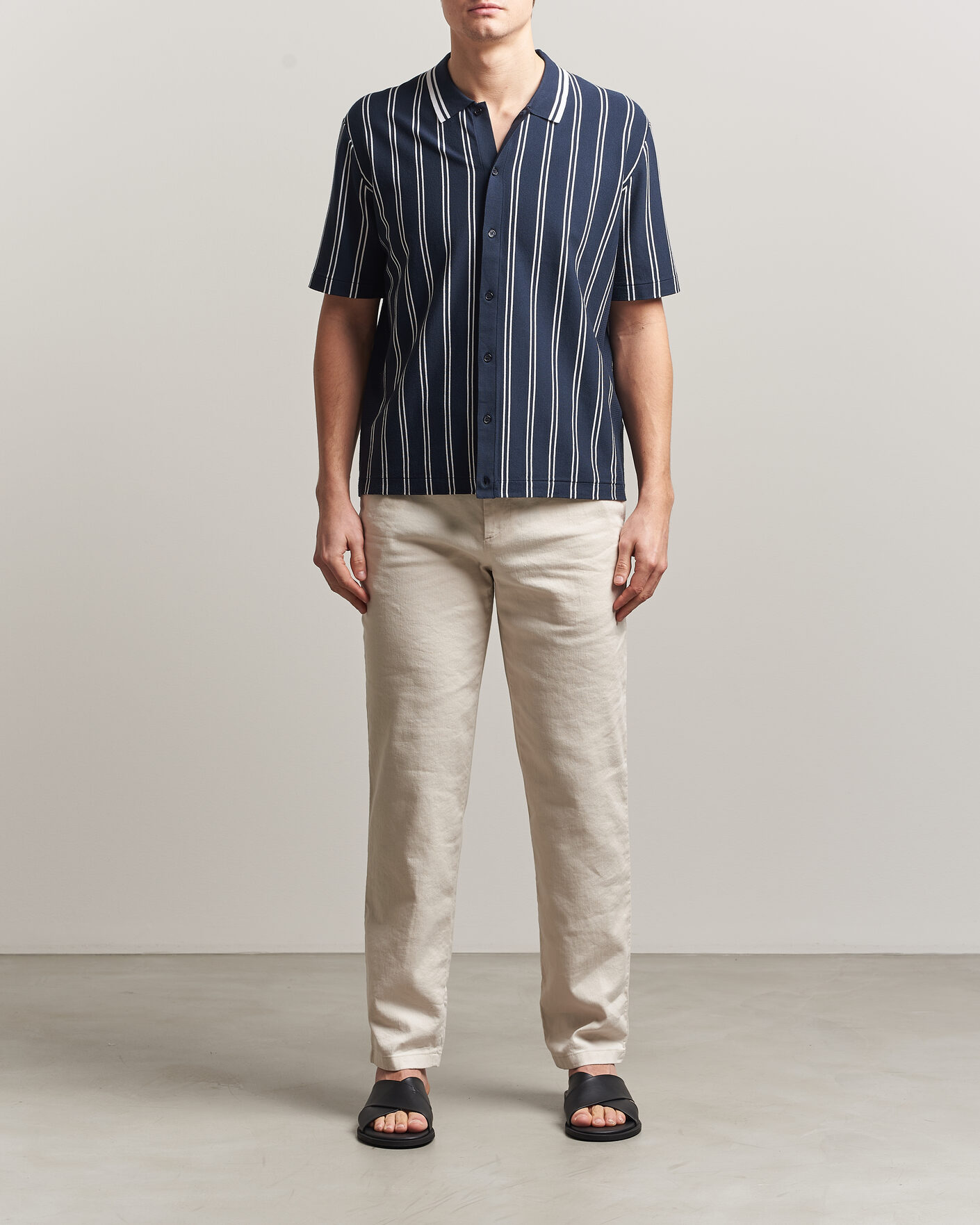 Herr | Skjortor | J.Lindeberg | Rue Knit Short Sleeve Shirt JL Navy