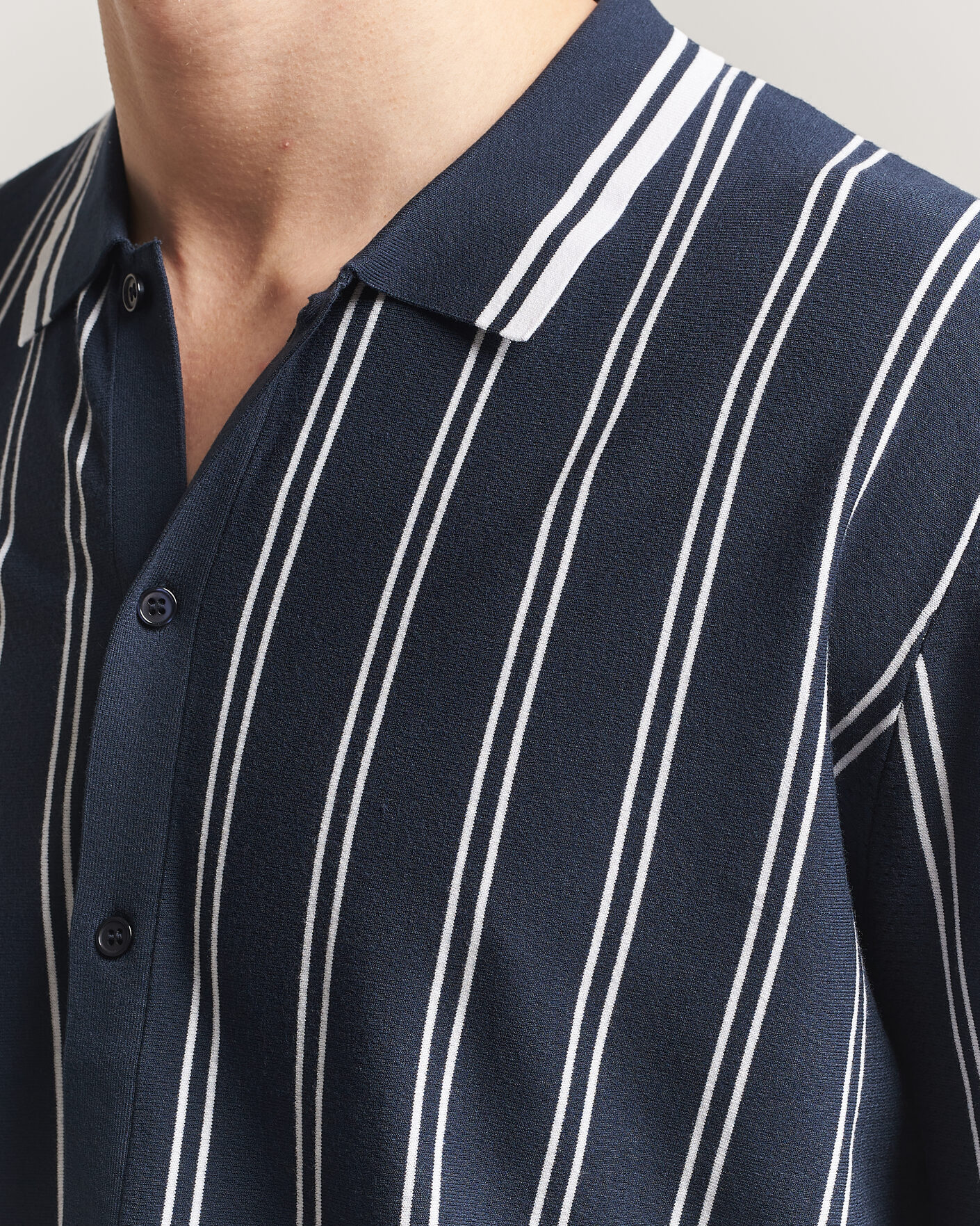 Herr | Skjortor | J.Lindeberg | Rue Knit Short Sleeve Shirt JL Navy