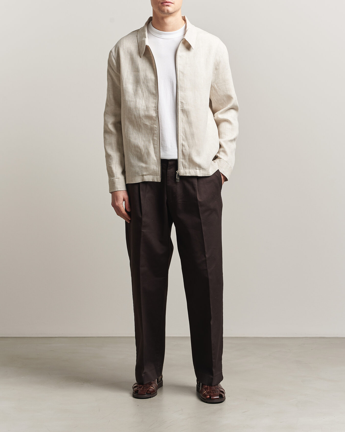 Herr | Skjortor | J.Lindeberg | Julius Drape Linen Overshirt Moonbeam