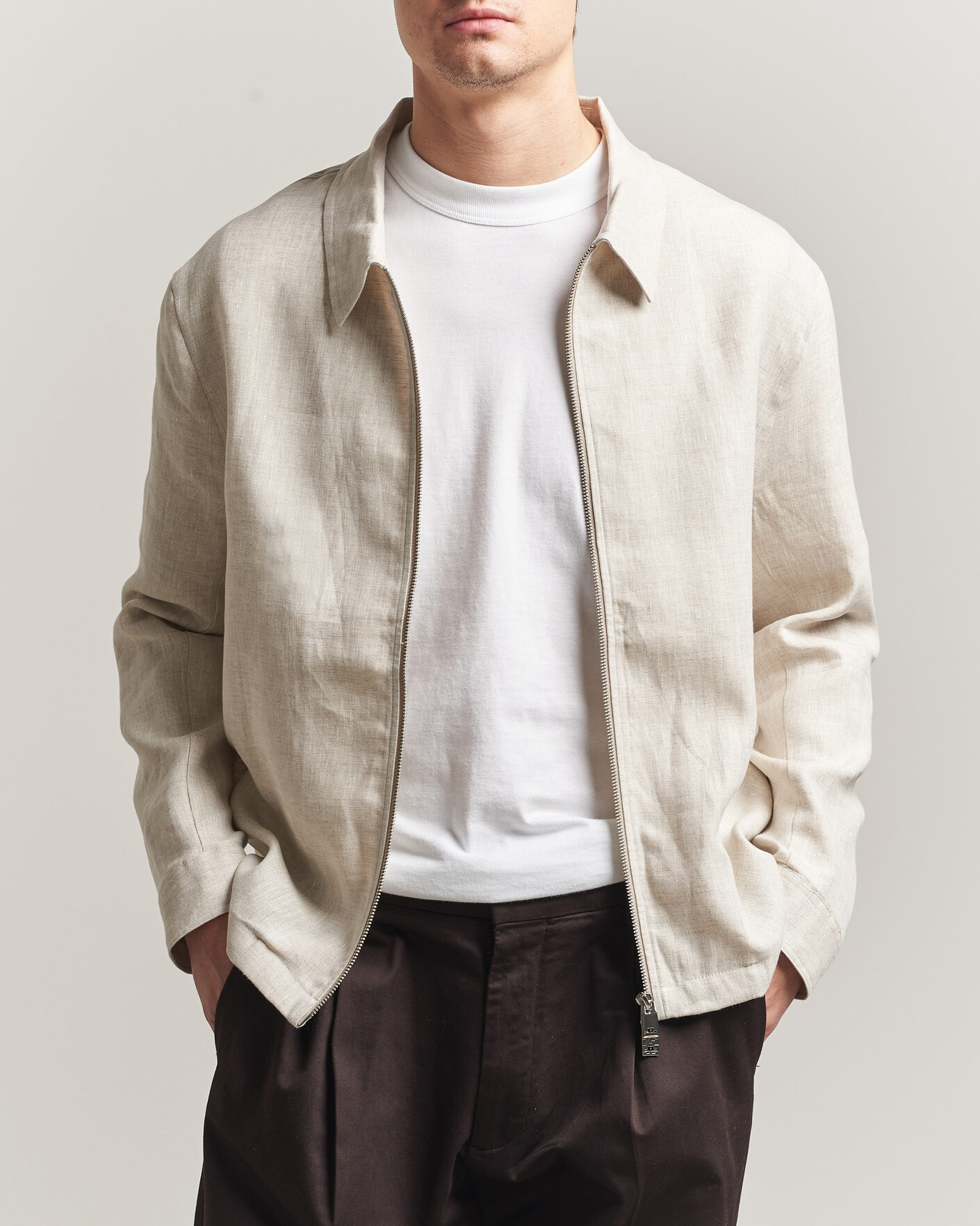 Herr | Skjortor | J.Lindeberg | Julius Drape Linen Overshirt Moonbeam