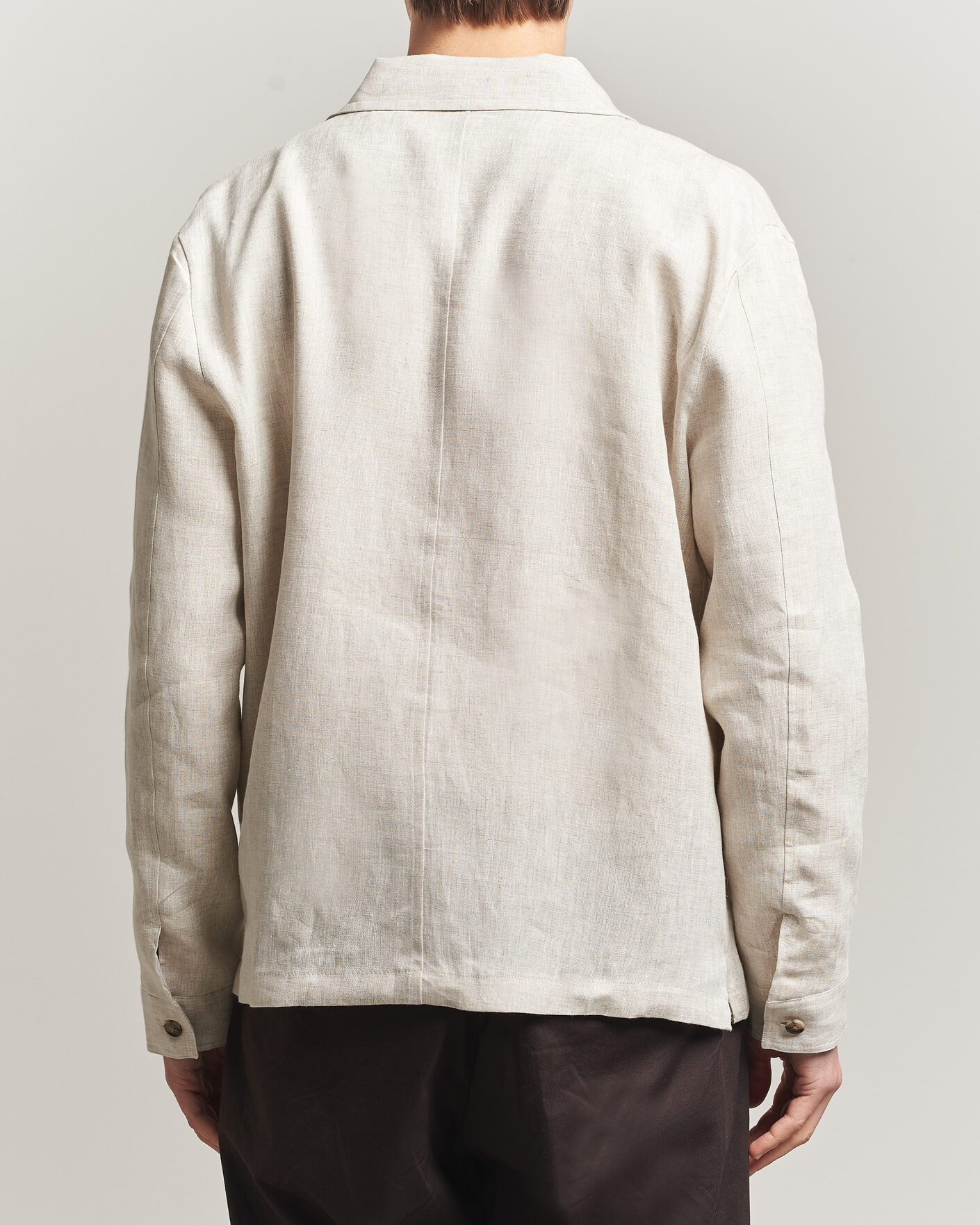 Herr | Skjortor | J.Lindeberg | Julius Drape Linen Overshirt Moonbeam