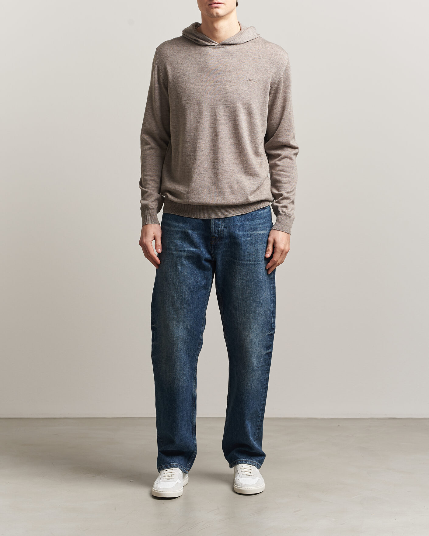 Herr | Tröjor | J.Lindeberg | Karl Merino Hoodie Brindle Melange