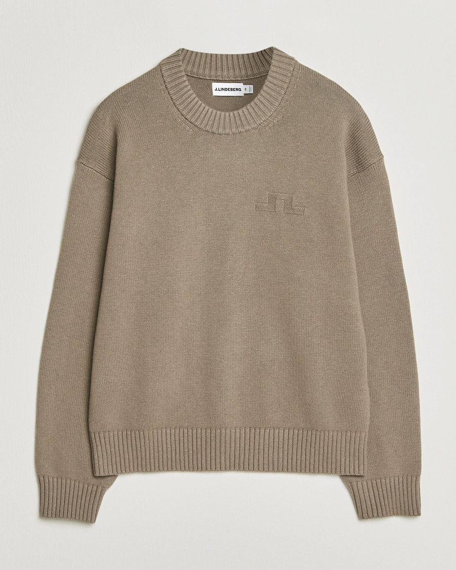 Herr | Tröjor | J.Lindeberg | Eddy Cotton Wool Crew Neck Brindle