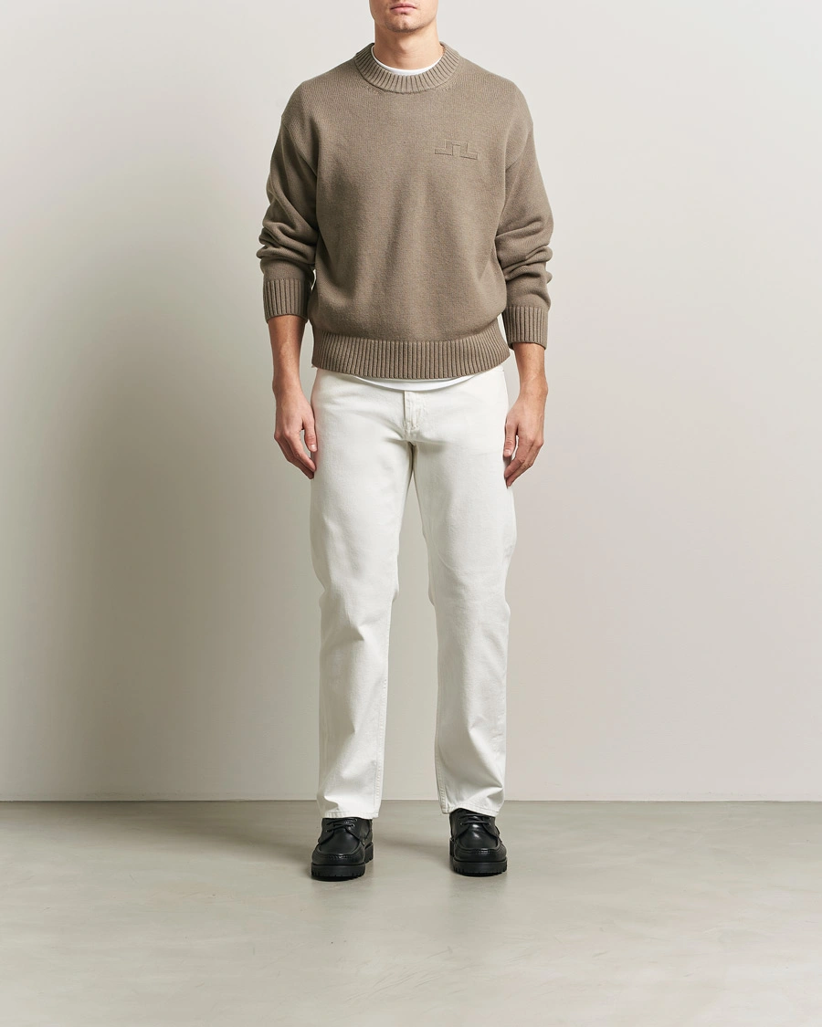Herr | Tröjor | J.Lindeberg | Eddy Cotton Wool Crew Neck Brindle