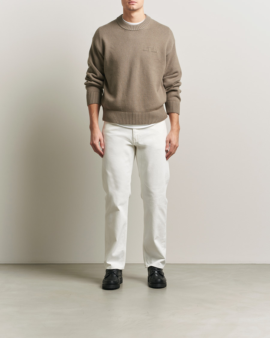 Herr | Tröjor | J.Lindeberg | Eddy Cotton Wool Crew Neck Brindle