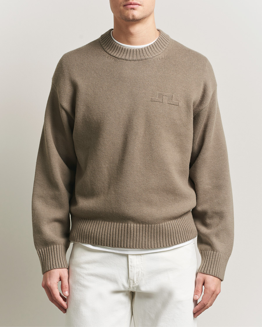 Herr | Tröjor | J.Lindeberg | Eddy Cotton Wool Crew Neck Brindle