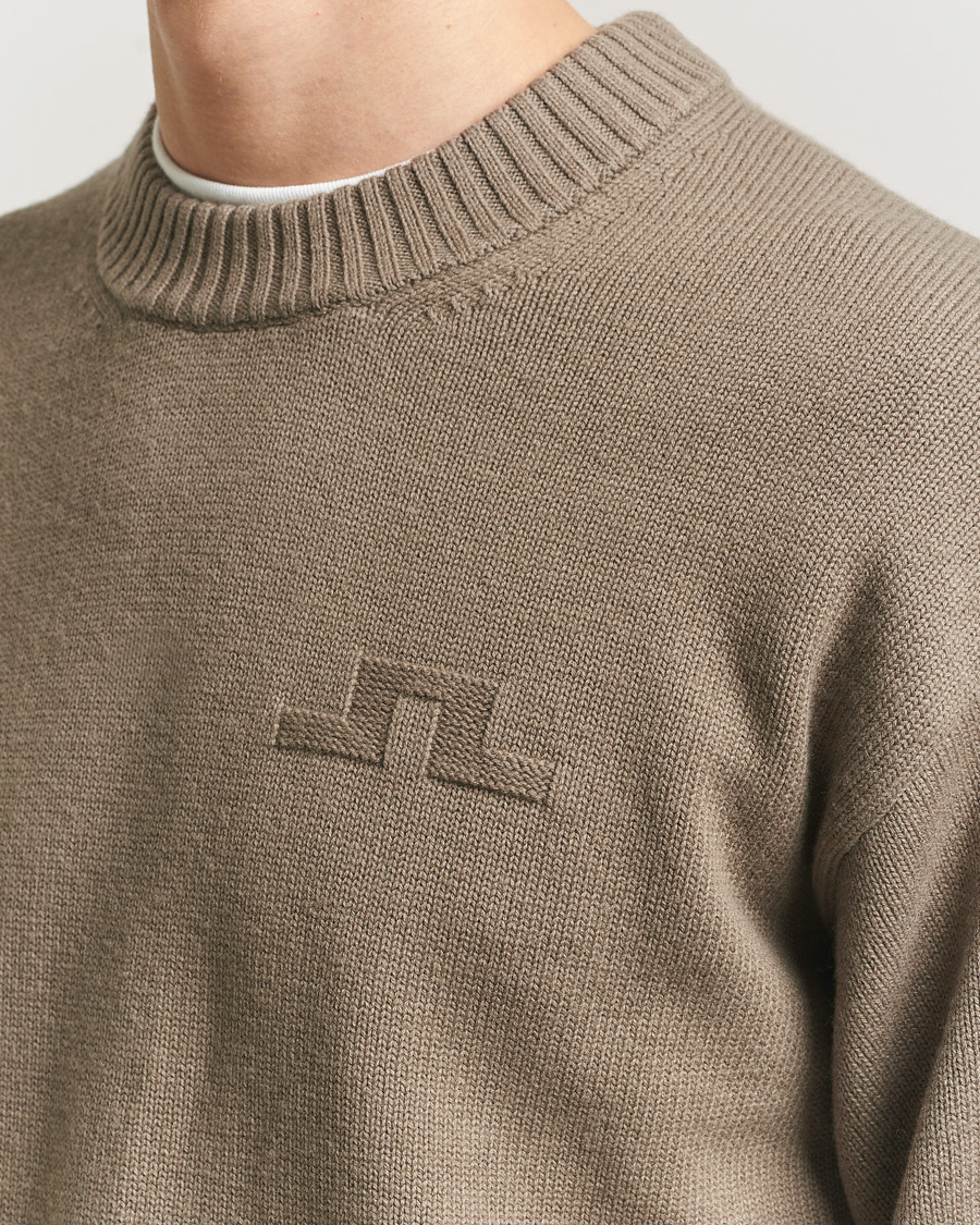 Herr | Tröjor | J.Lindeberg | Eddy Cotton Wool Crew Neck Brindle