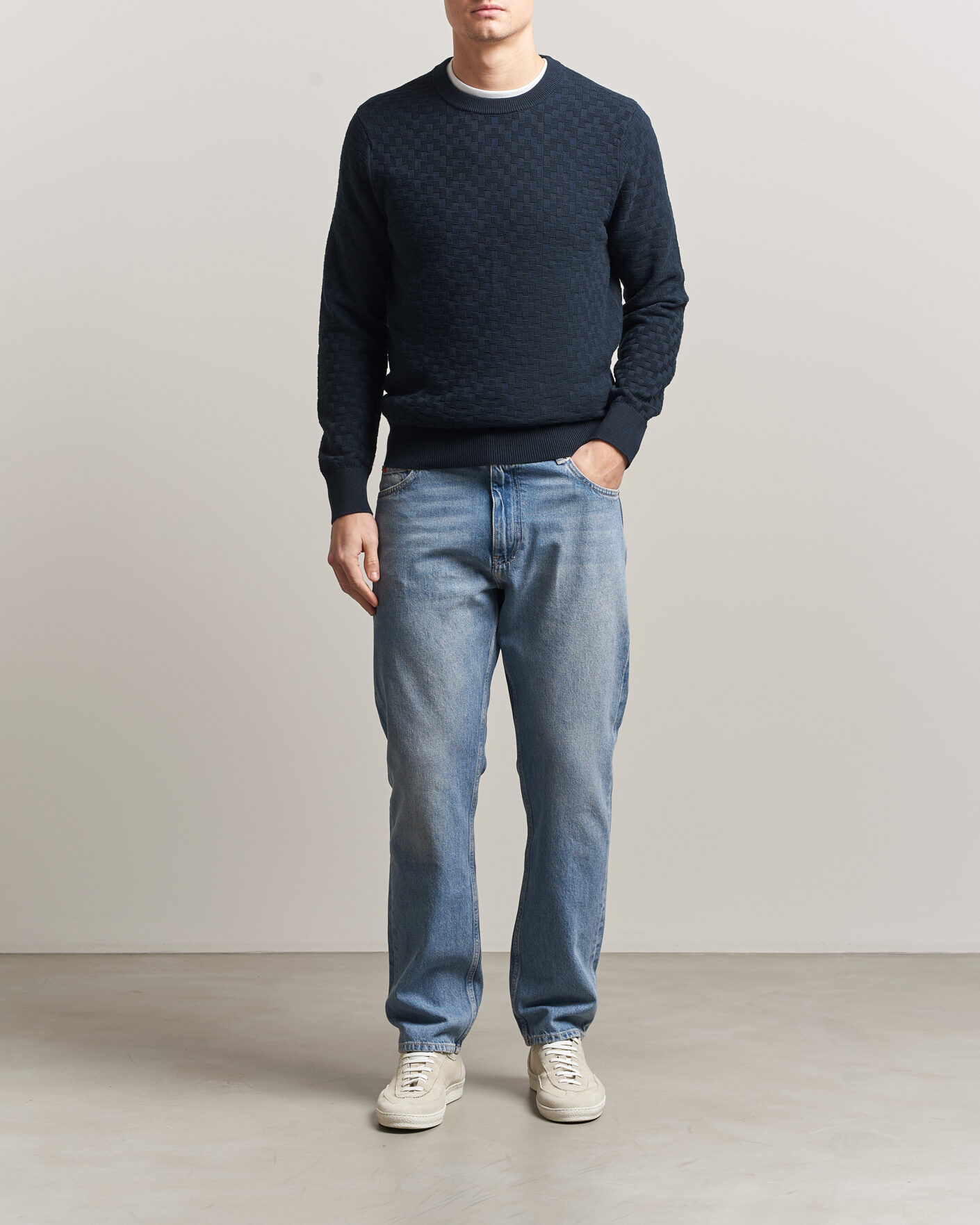 Herr | Tröjor | J.Lindeberg | Arthur Knit Cotton Sweater JL Navy