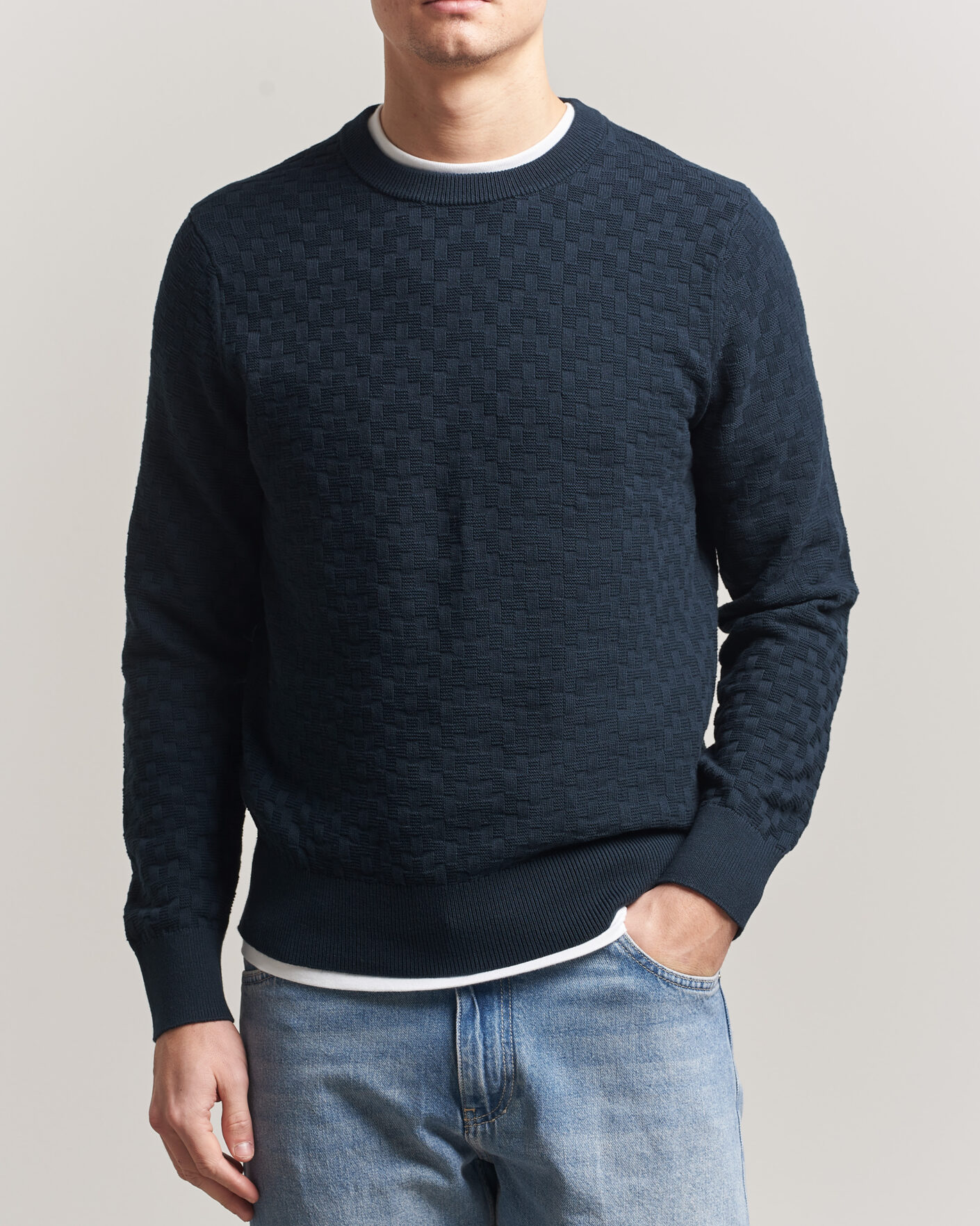 Herr | Tröjor | J.Lindeberg | Arthur Knit Cotton Sweater JL Navy
