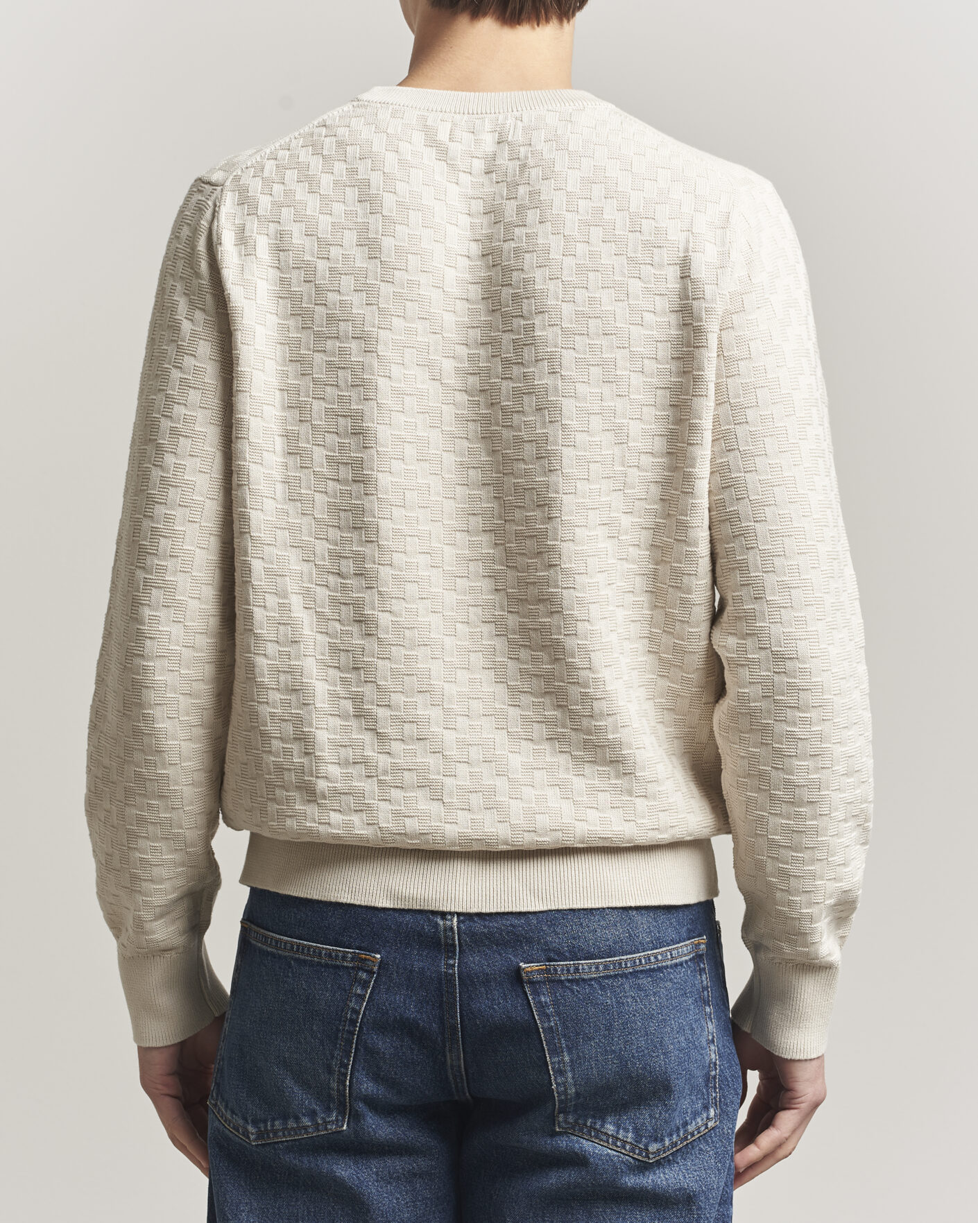 Herr | Tröjor | J.Lindeberg | Arthur Knit Cotton Sweater Moonbeam