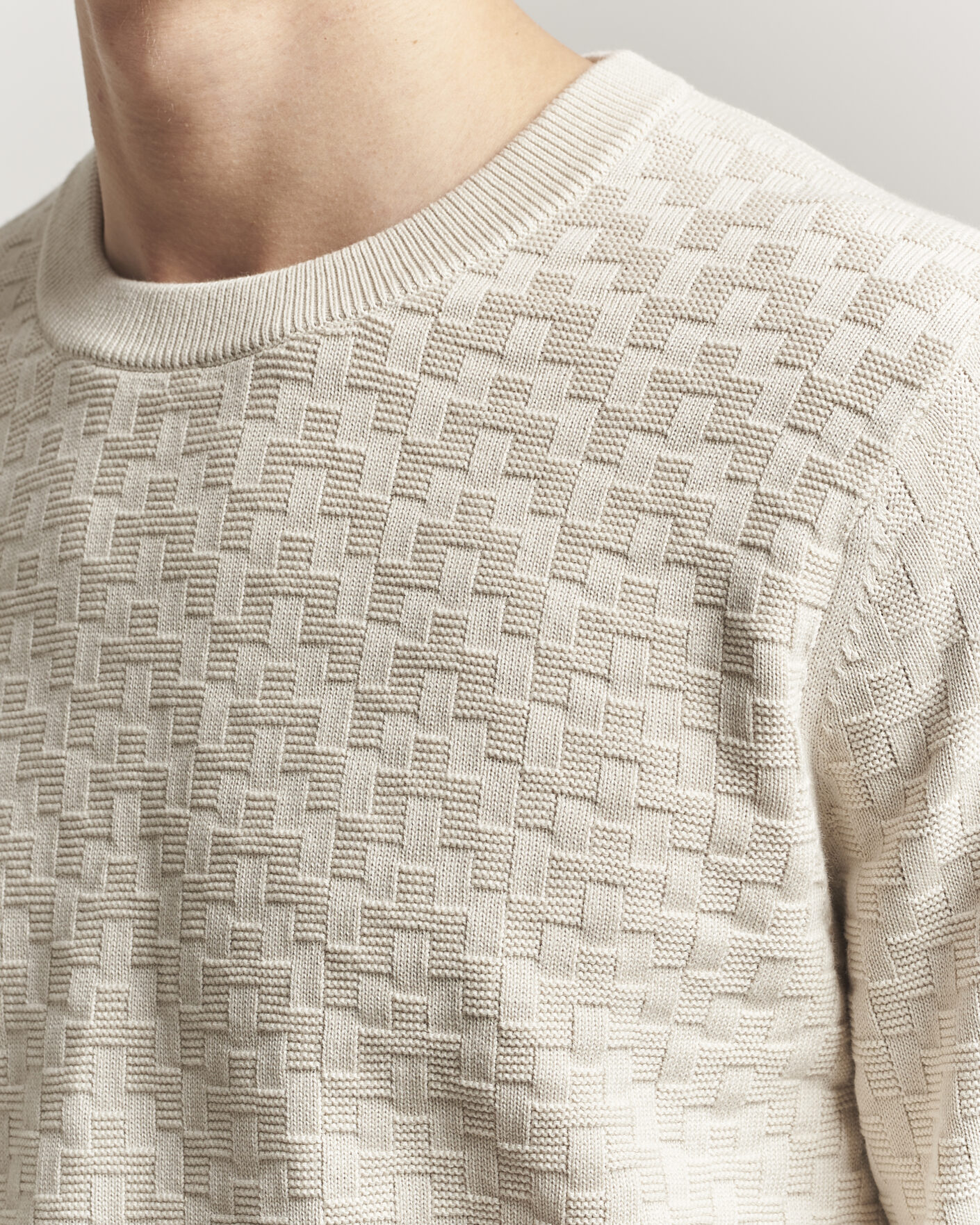 Herr | Tröjor | J.Lindeberg | Arthur Knit Cotton Sweater Moonbeam