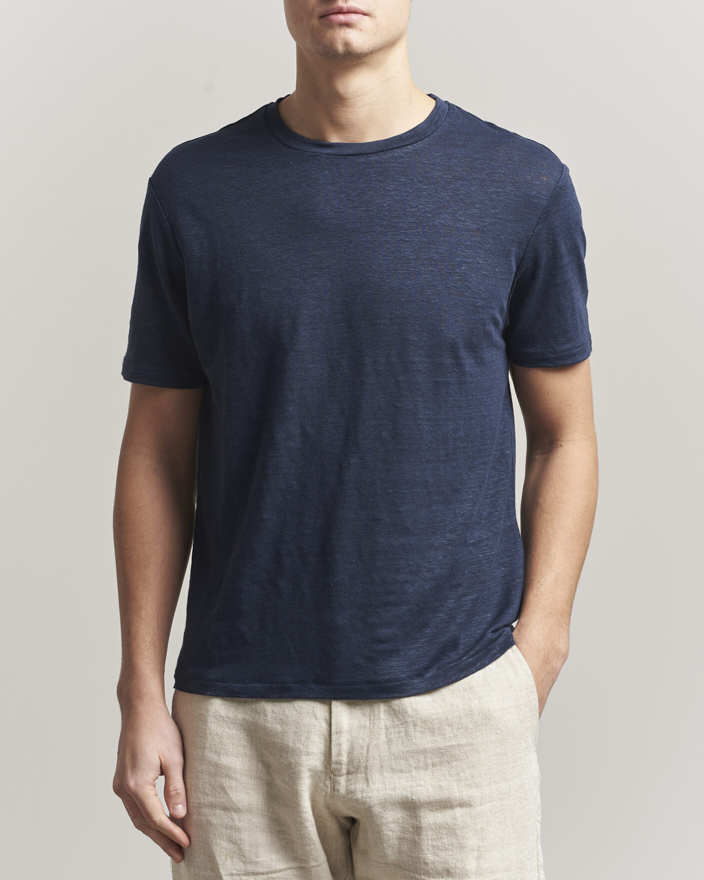 Herr | T-Shirts | J.Lindeberg | Coma Linen T-Shirt JL Navy