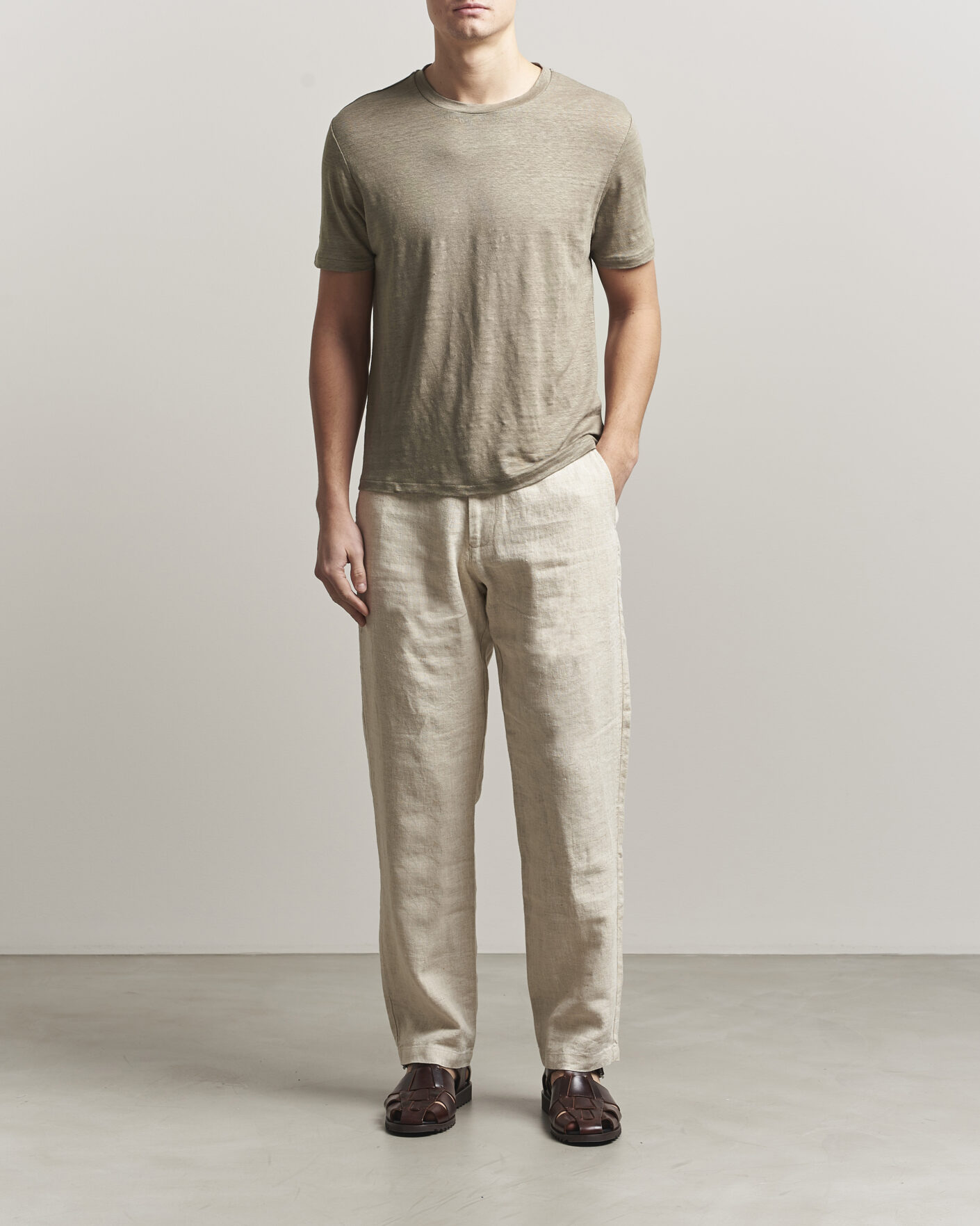 Herr | T-Shirts | J.Lindeberg | Coma Linen T-Shirt Brindle