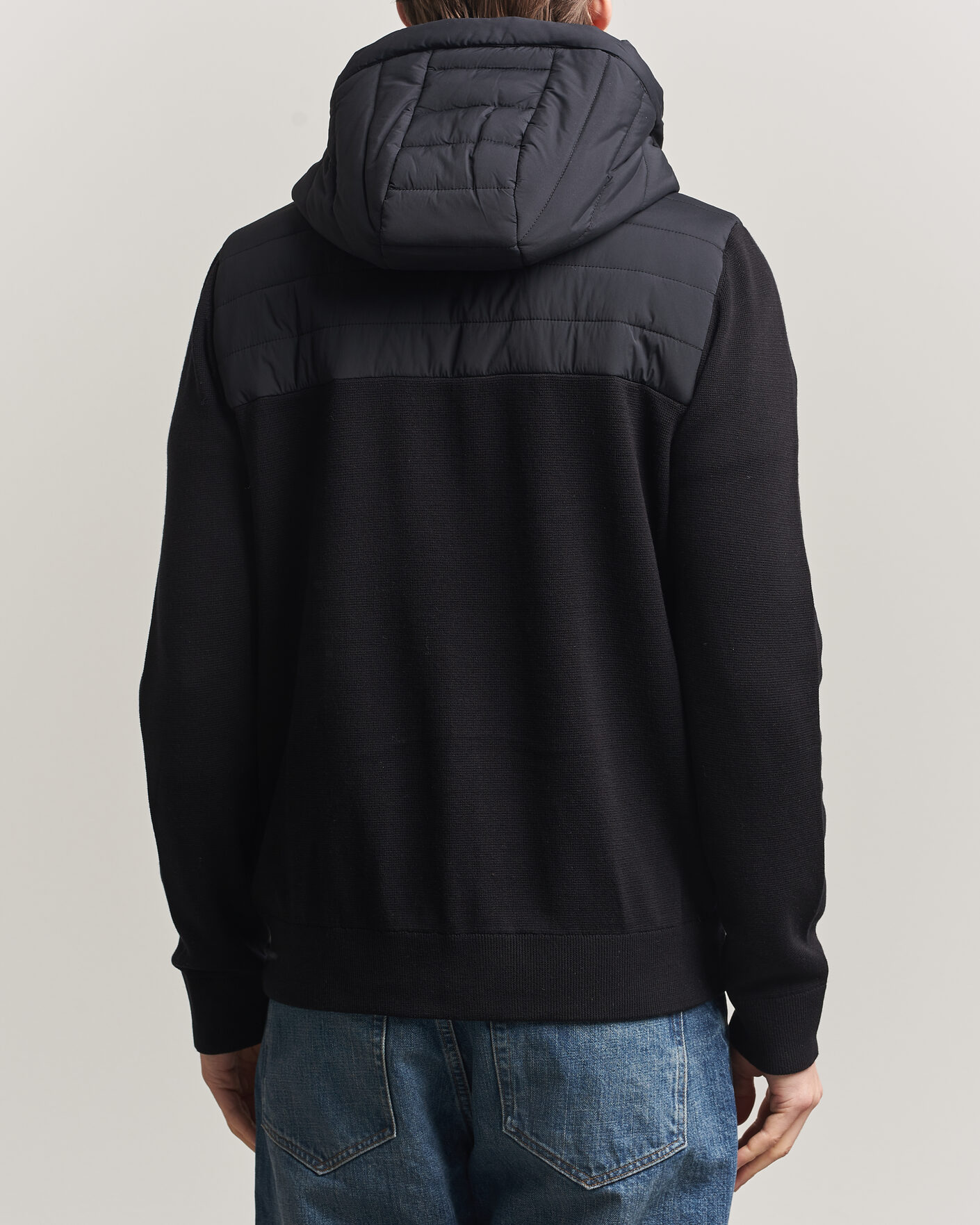 Herr | Jackor | J.Lindeberg | Ebbe Hybrid Knit Hoodie Black