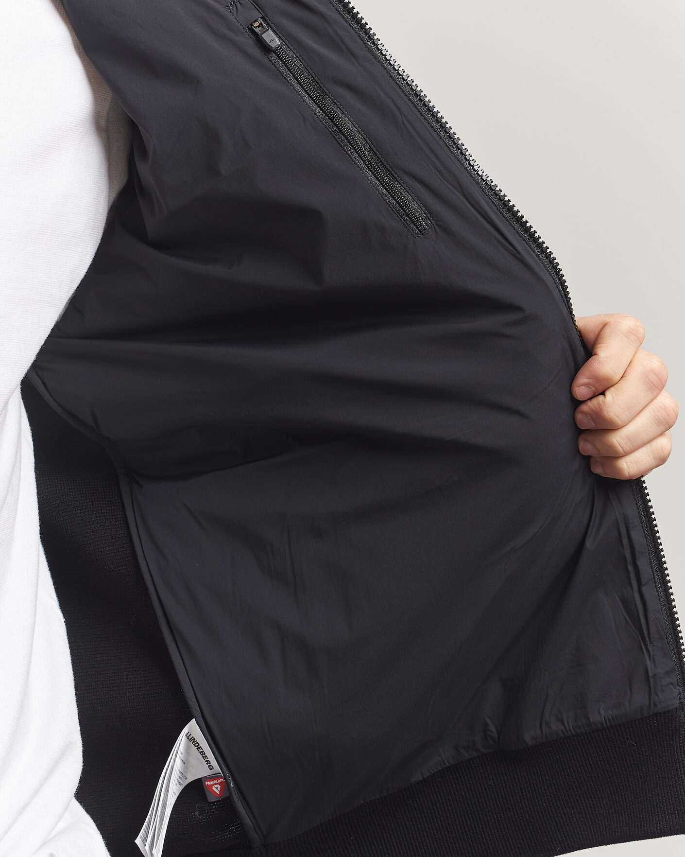 Herr | Jackor | J.Lindeberg | Ebbe Hybrid Knit Hoodie Black