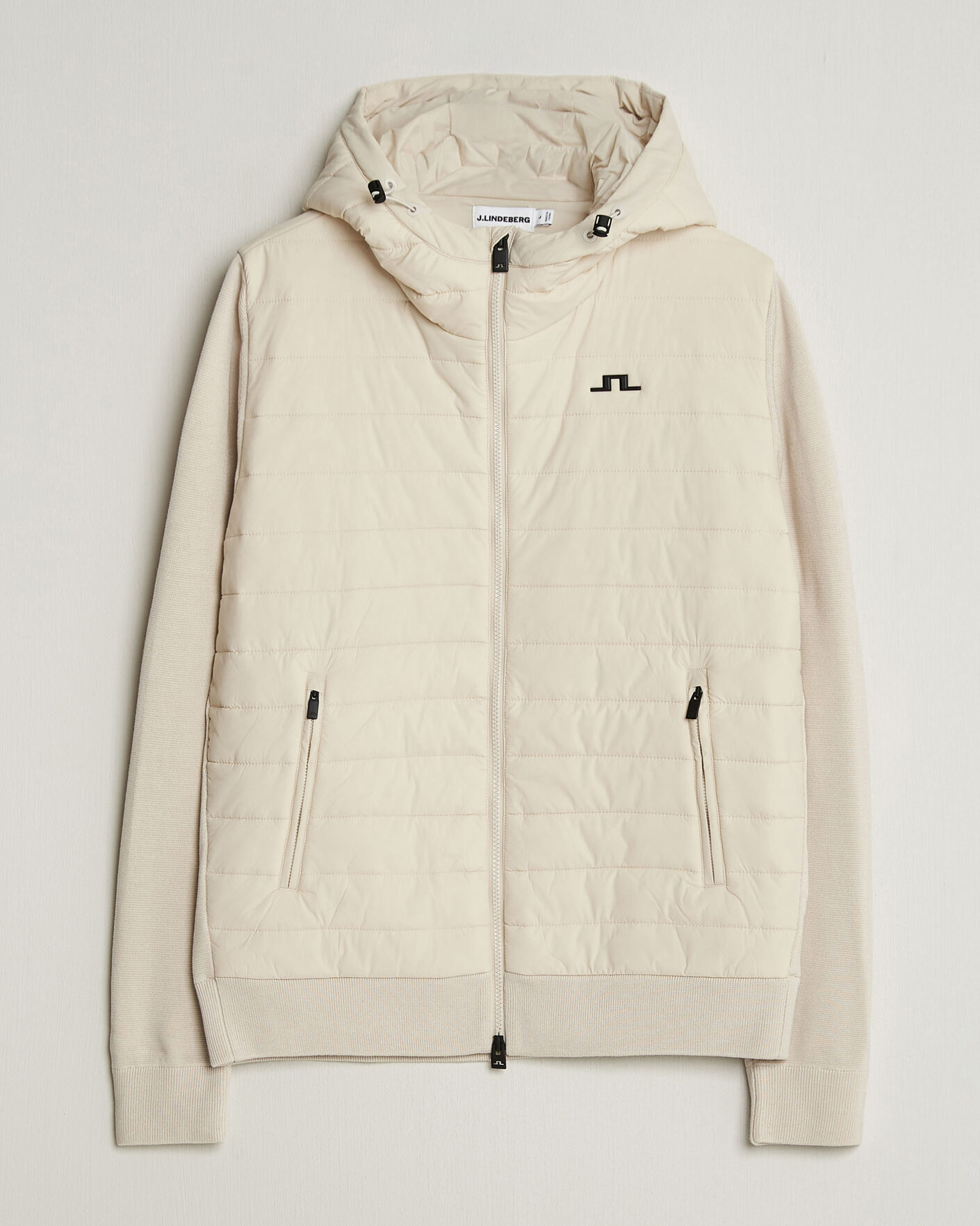 Herr | Jackor | J.Lindeberg | Ebbe Hybrid Knit Hoodie Moonbeam