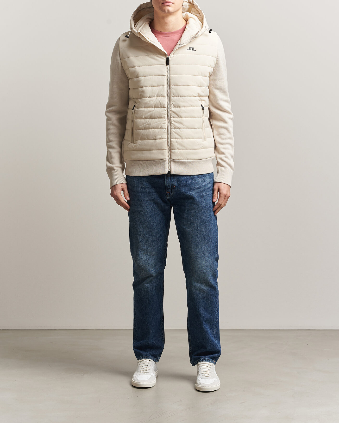 Herr | Jackor | J.Lindeberg | Ebbe Hybrid Knit Hoodie Moonbeam