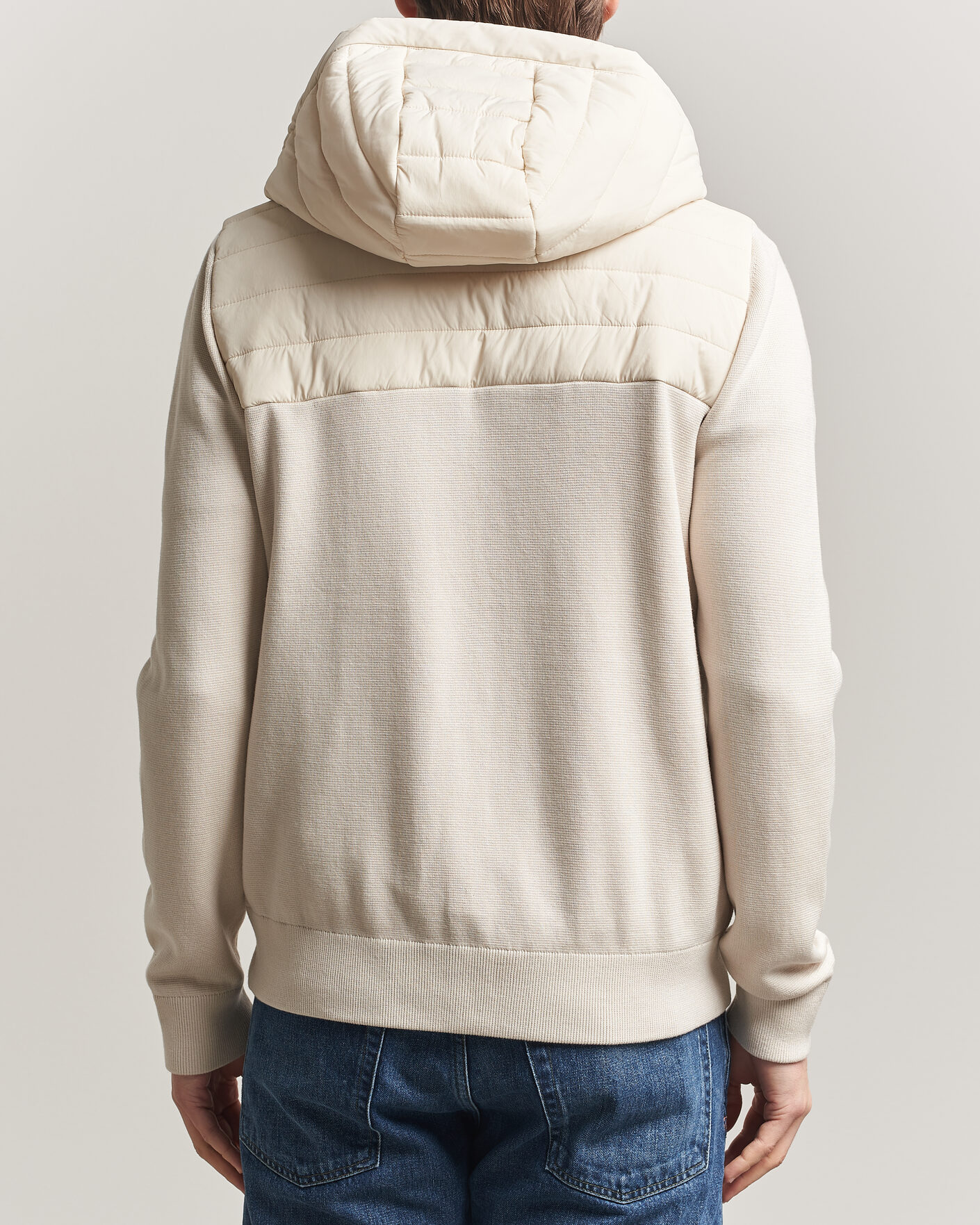 Herr | Jackor | J.Lindeberg | Ebbe Hybrid Knit Hoodie Moonbeam
