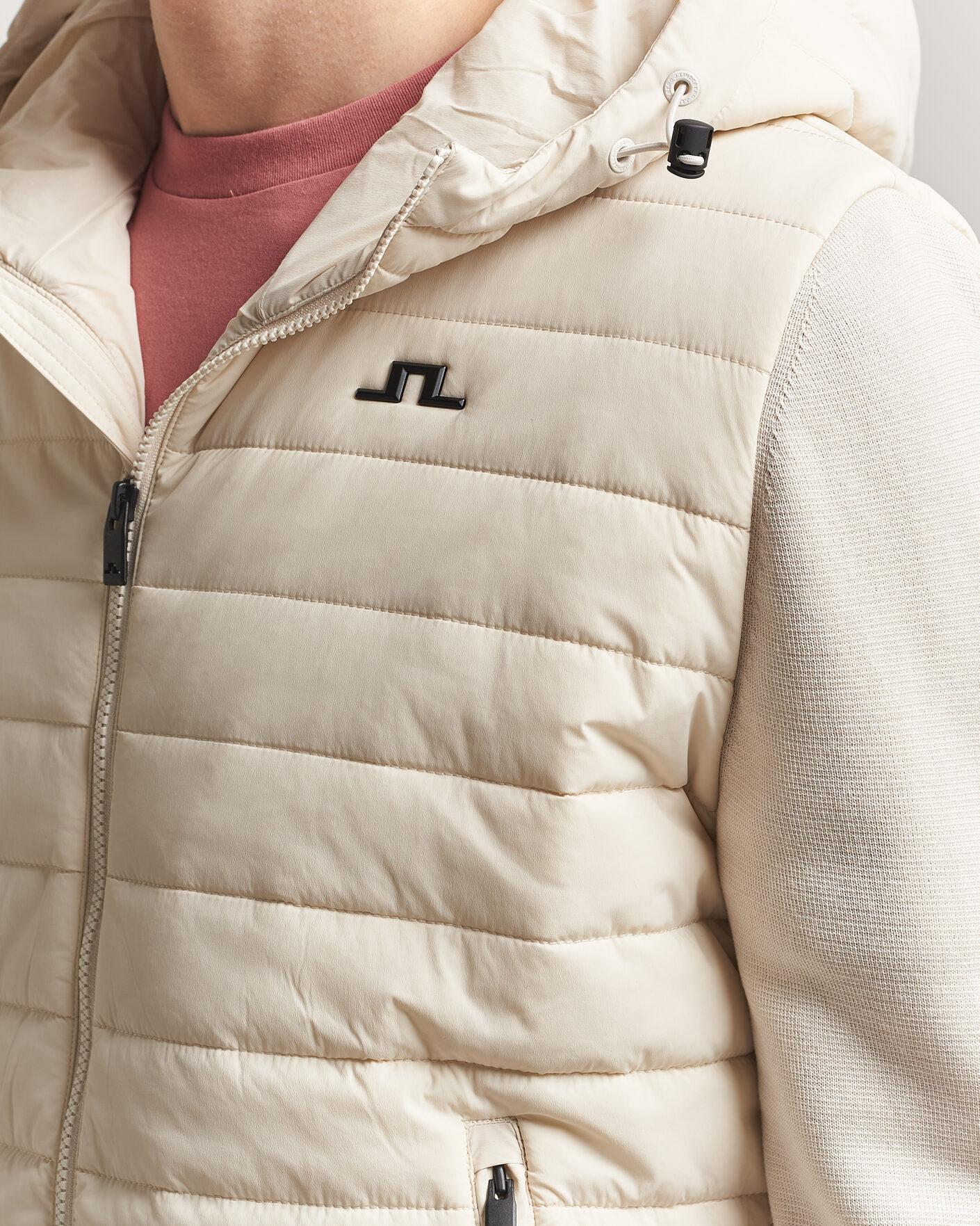 Herr | Jackor | J.Lindeberg | Ebbe Hybrid Knit Hoodie Moonbeam