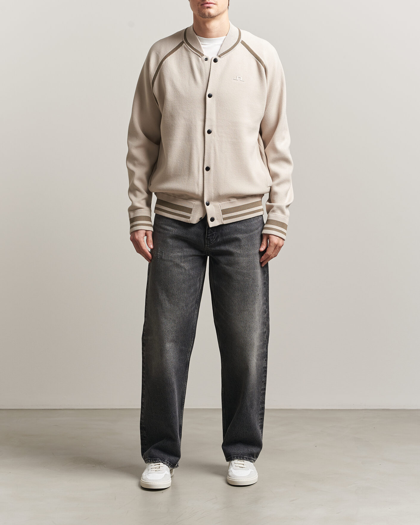 Herr | Jackor | J.Lindeberg | Stanley Jacquard Knit Bomber Moonbeam