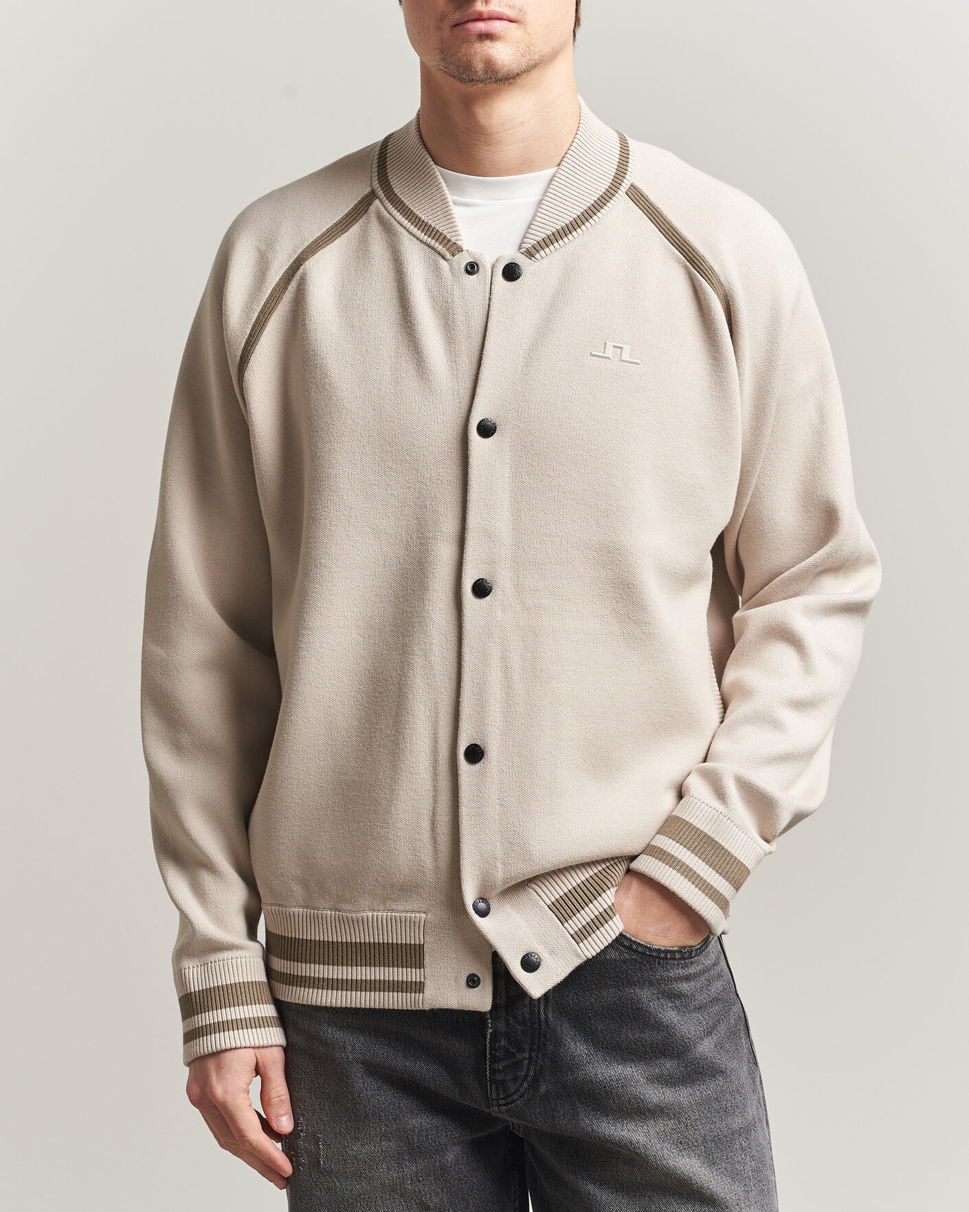 Herr | Jackor | J.Lindeberg | Stanley Jacquard Knit Bomber Moonbeam