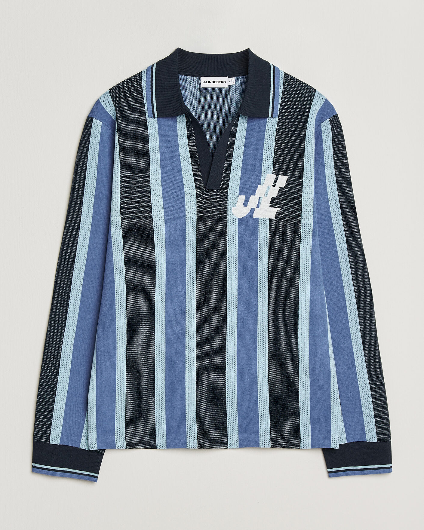 Herr | Pikéer | J.Lindeberg | Silas Stripe Polo Knit JL Navy