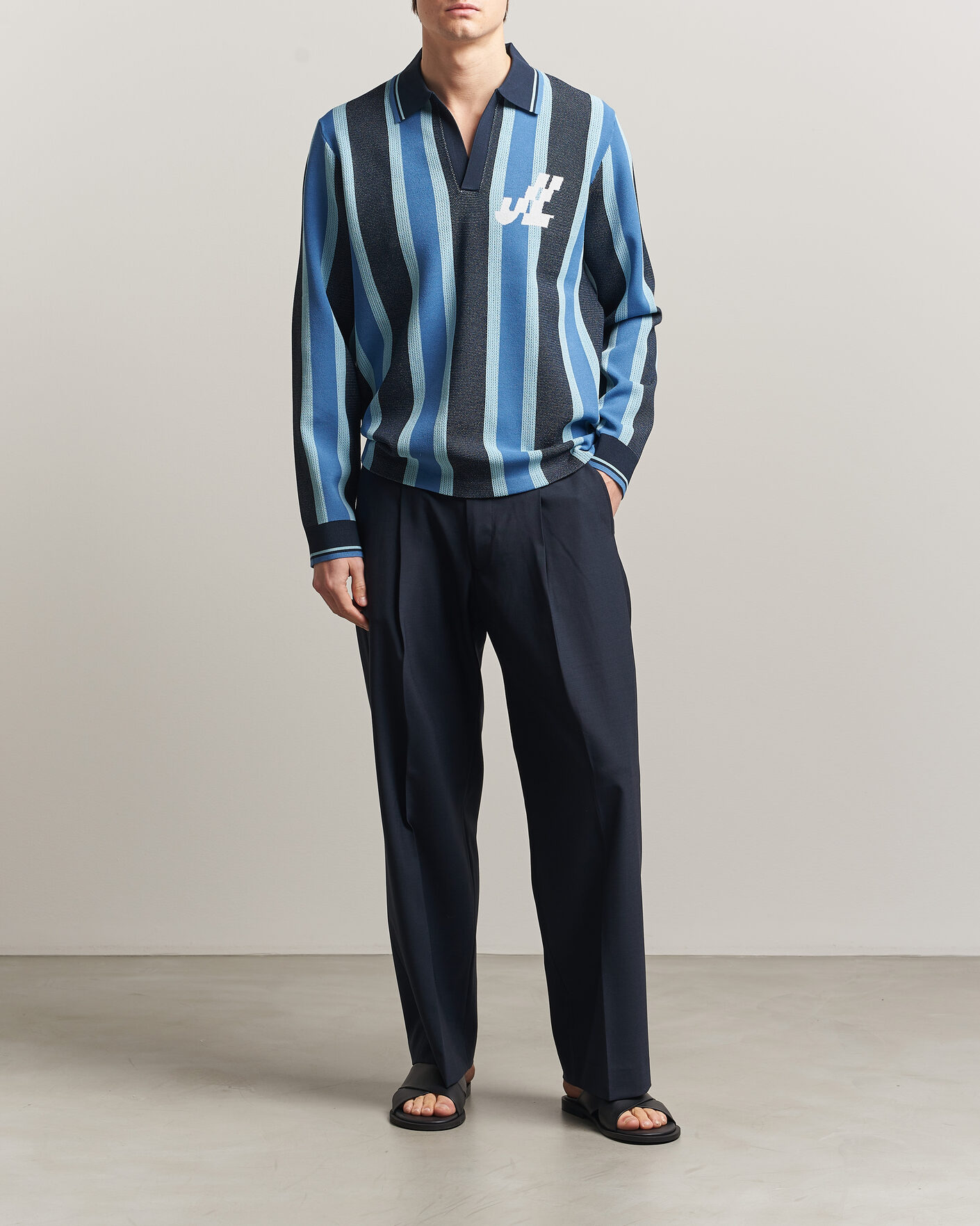 Herr | Pikéer | J.Lindeberg | Silas Stripe Polo Knit JL Navy