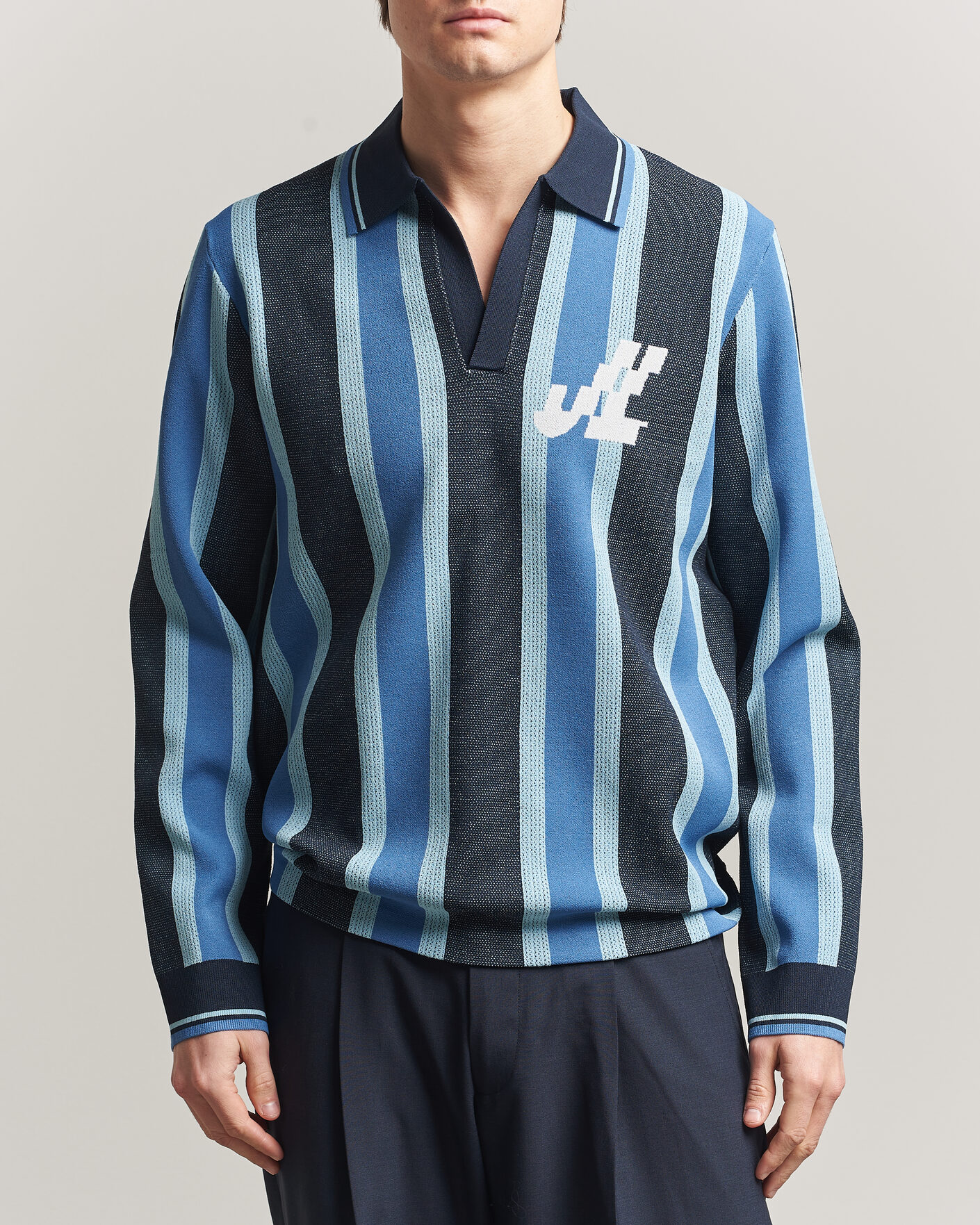 Herr | Pikéer | J.Lindeberg | Silas Stripe Polo Knit JL Navy