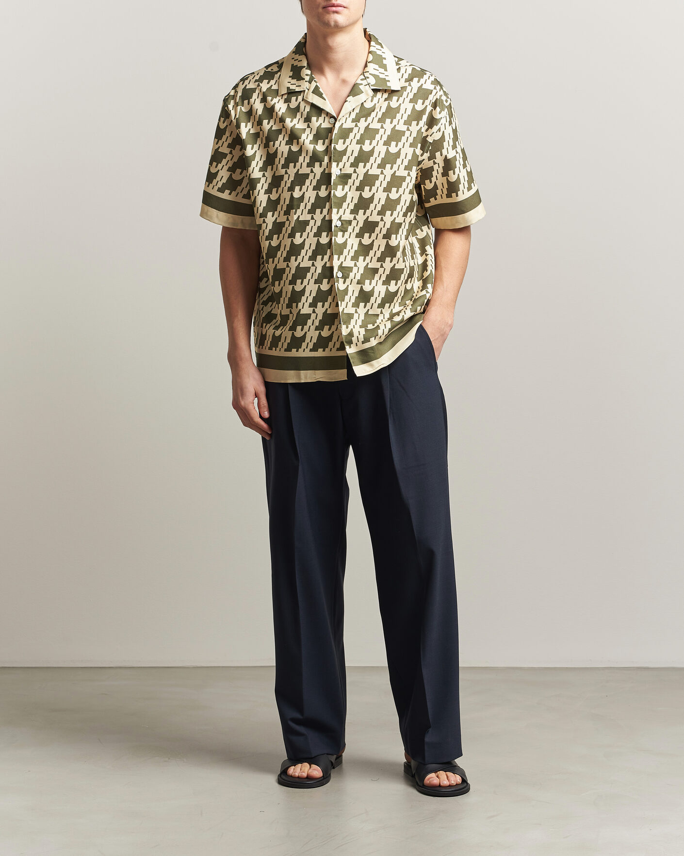 Herr | Skjortor | J.Lindeberg | Ellis Border Resort Shirt Glitch Kalamata