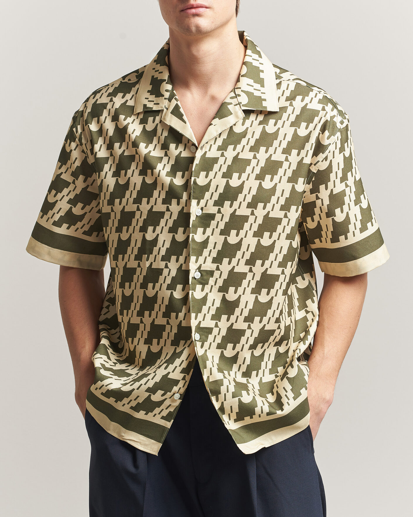 Herr | Skjortor | J.Lindeberg | Ellis Border Resort Shirt Glitch Kalamata