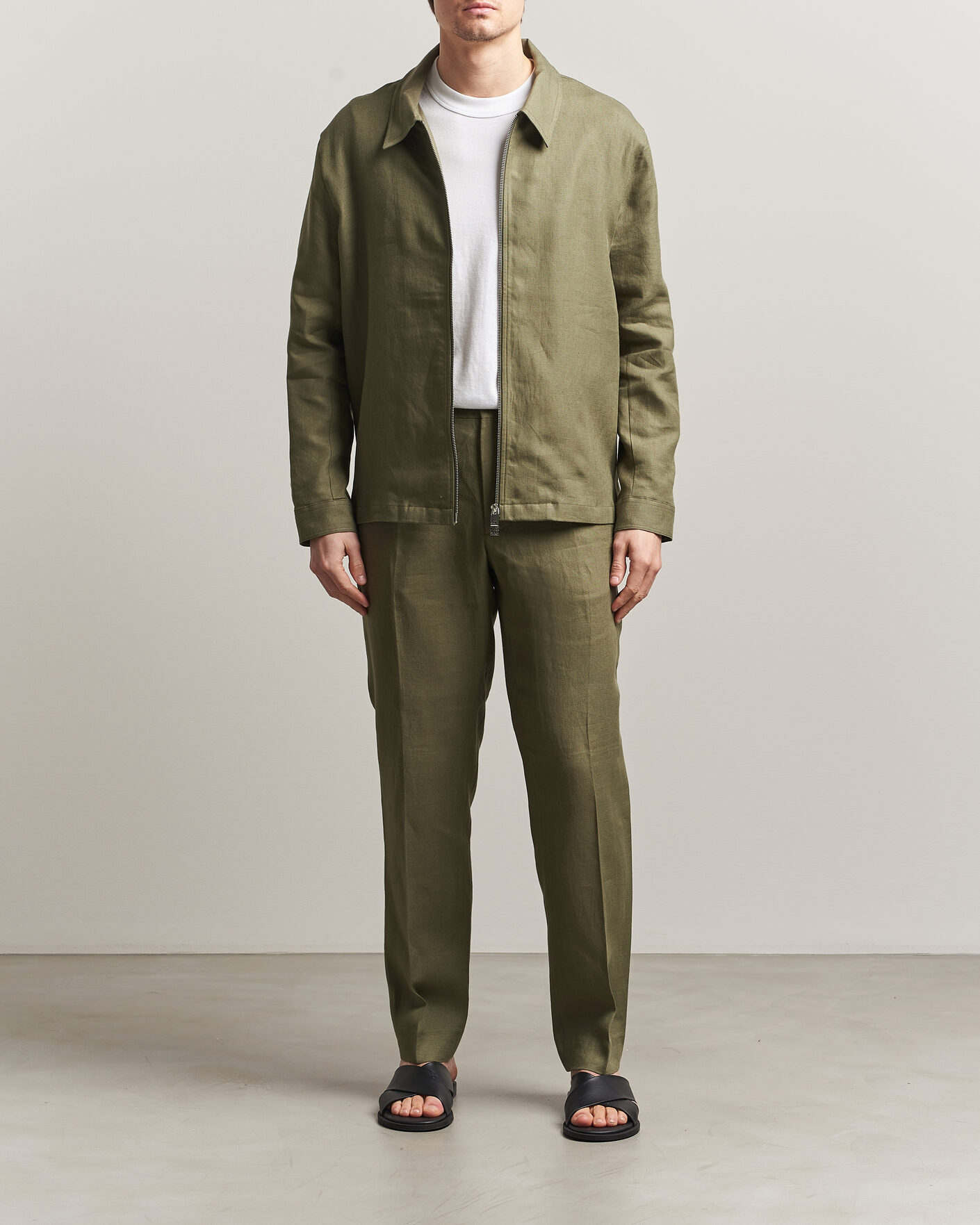 Herr | Skjortor | J.Lindeberg | Julius Drape Linen Overshirt Kalamata