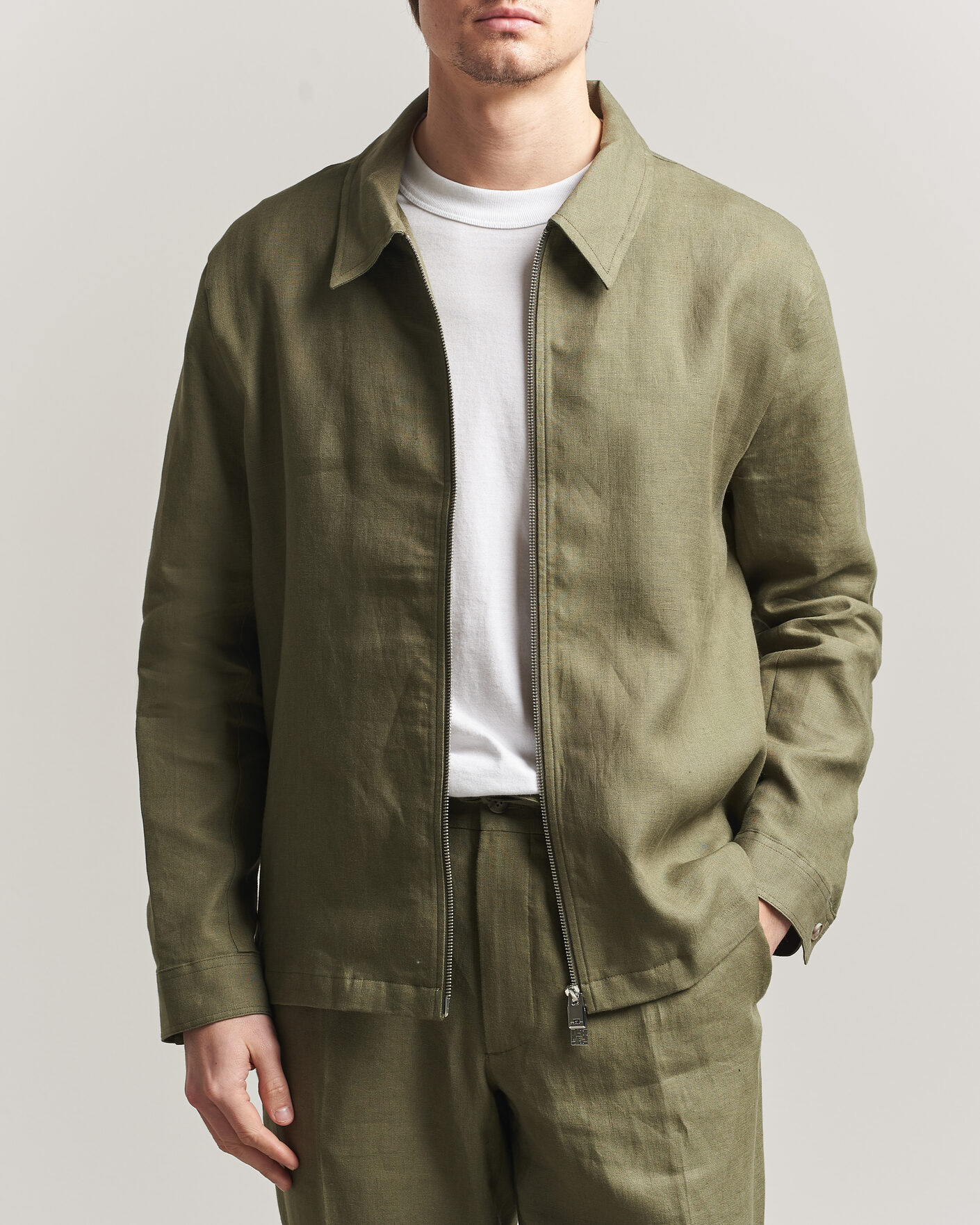 Herr | Skjortor | J.Lindeberg | Julius Drape Linen Overshirt Kalamata