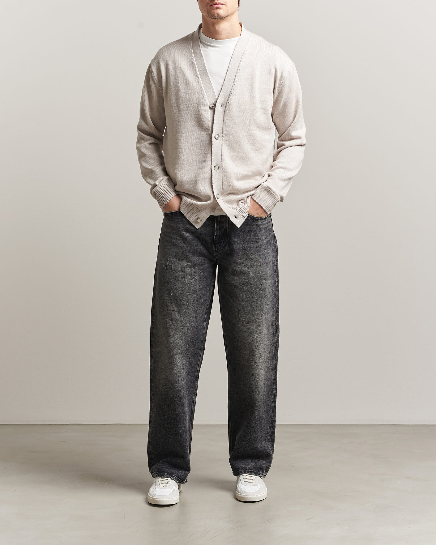 Herr | Tröjor | J.Lindeberg | Jared Merino Cardigan Moonbeam Melange