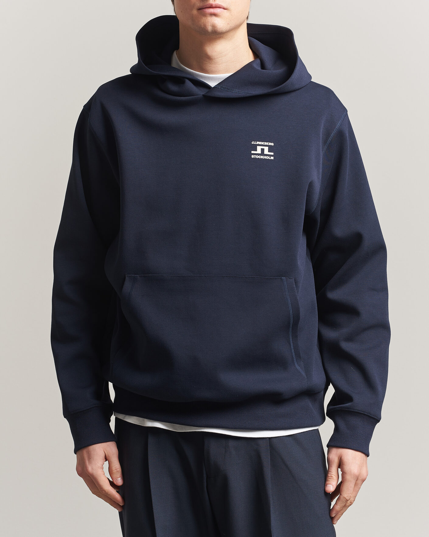 Herr | Tröjor | J.Lindeberg | Club Printed Hoodie JL Navy