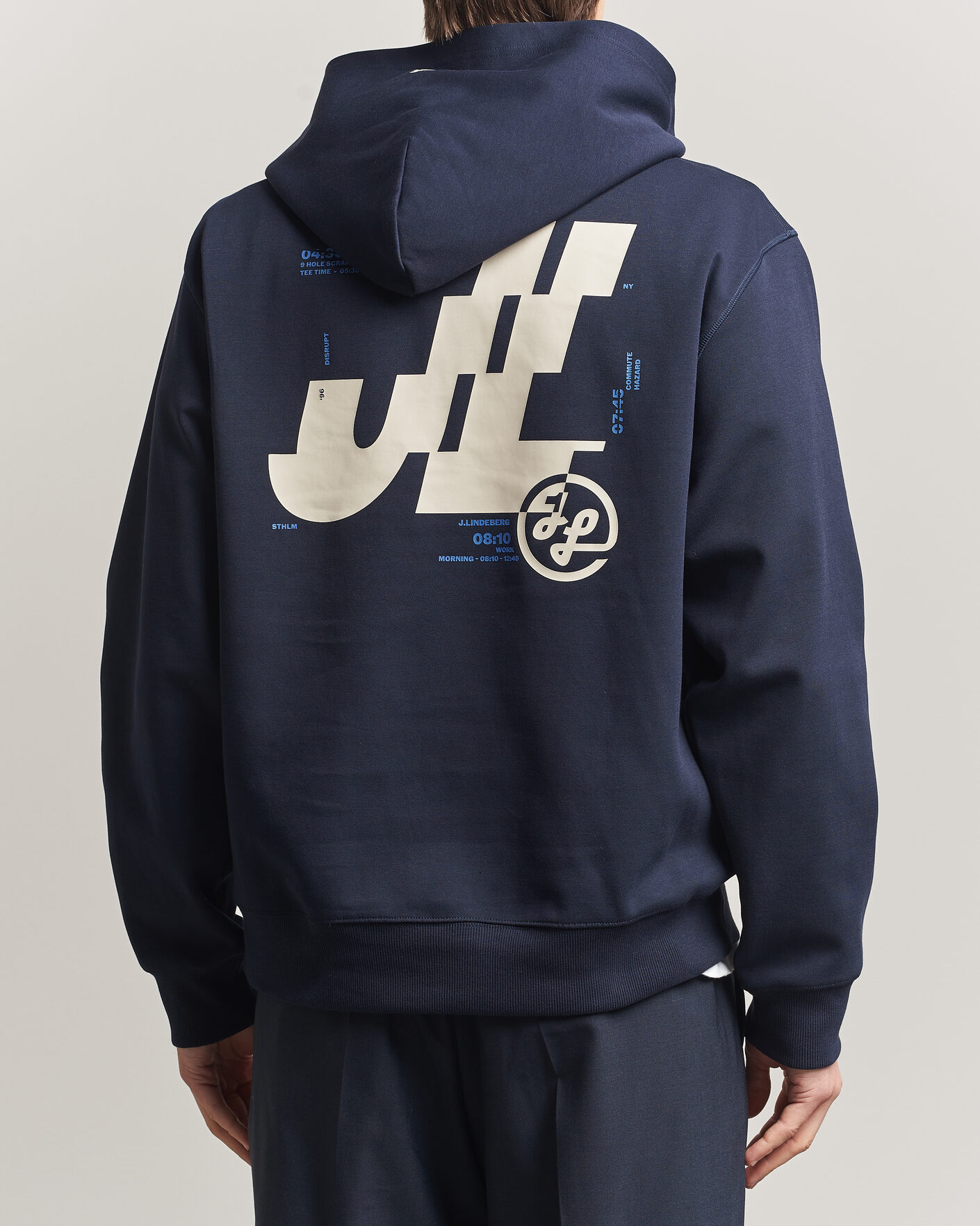 Herr | Tröjor | J.Lindeberg | Club Printed Hoodie JL Navy