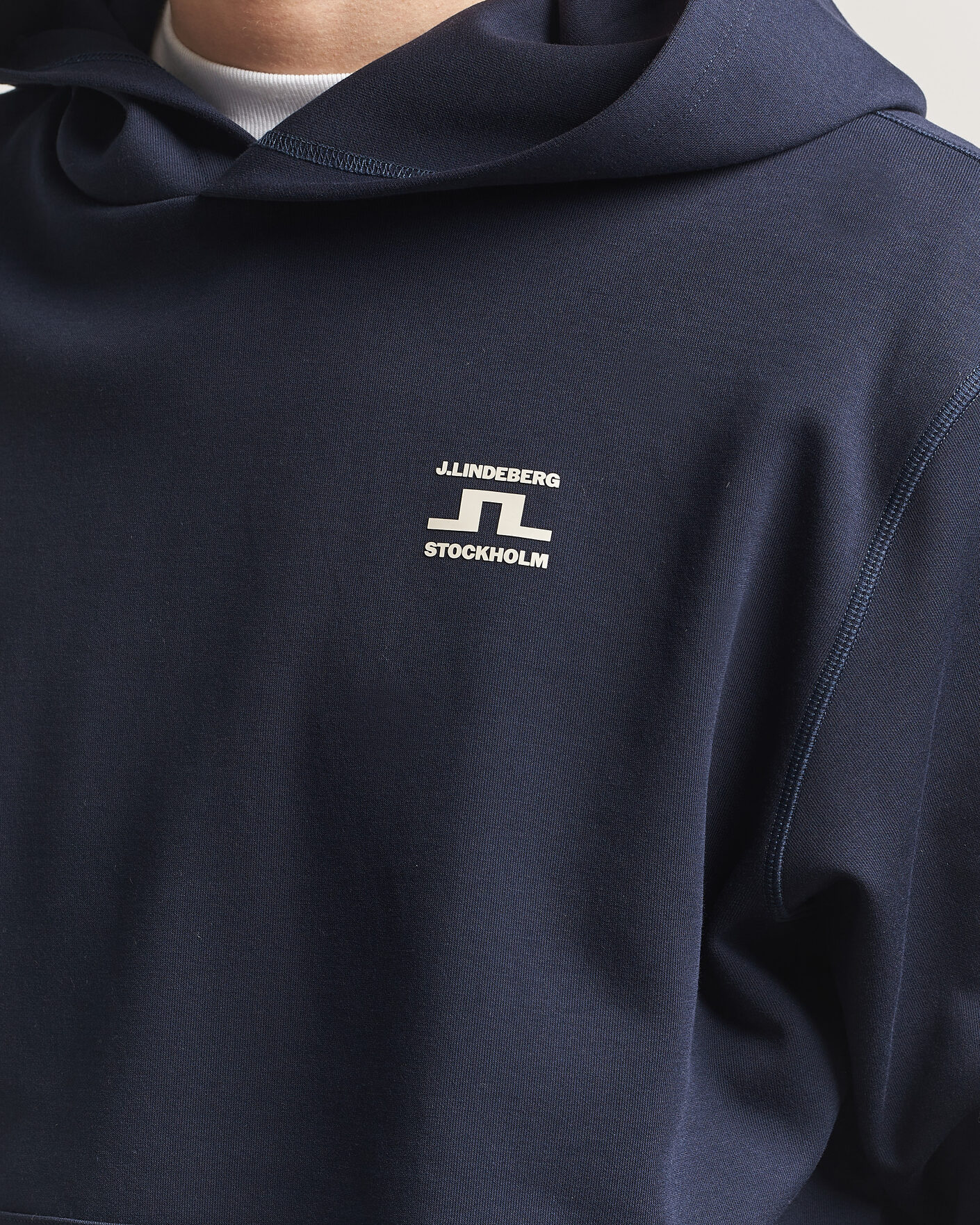 Herr | Tröjor | J.Lindeberg | Club Printed Hoodie JL Navy