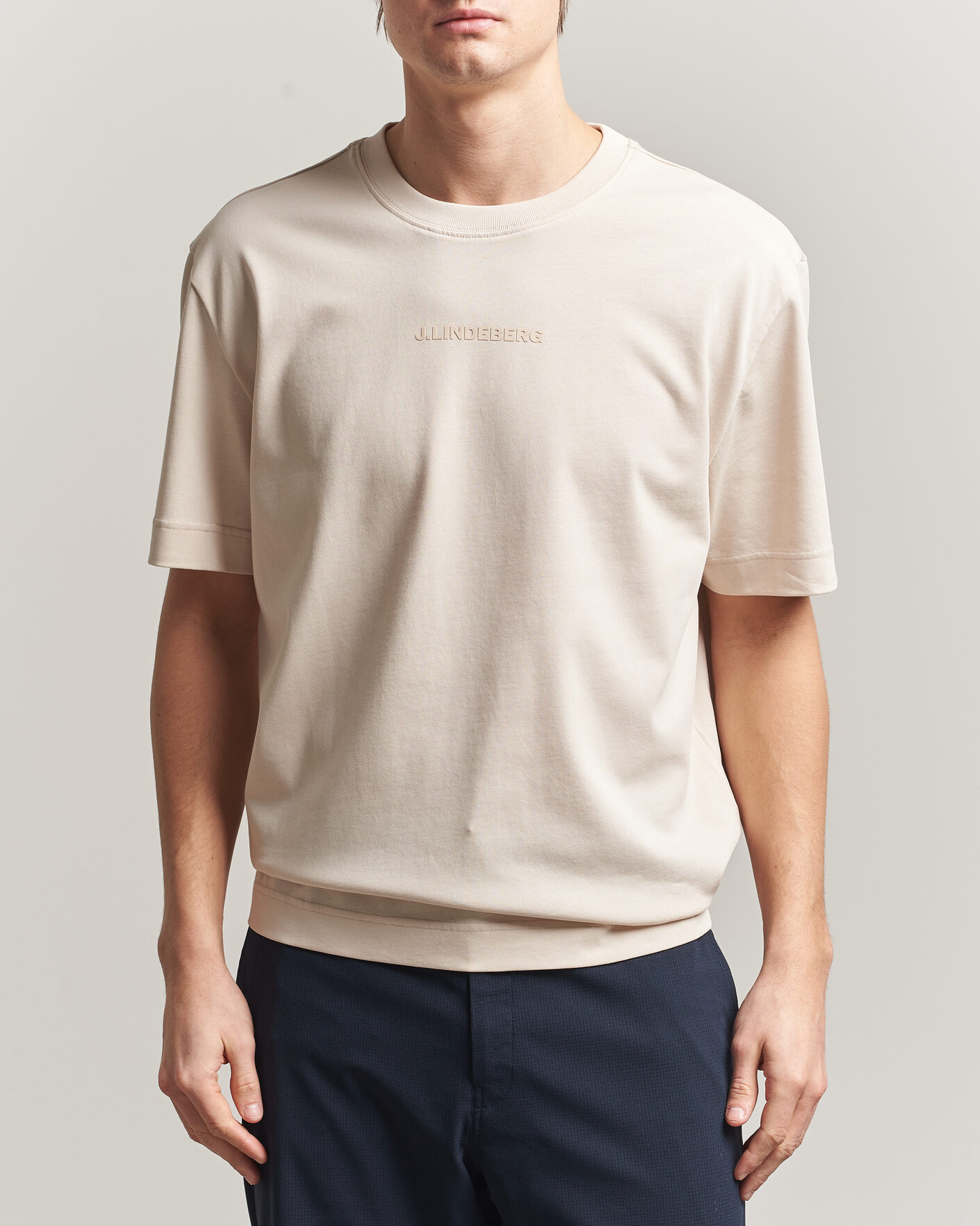 Herr | T-Shirts | J.Lindeberg | Hale Heavy Logo T-Shirt Moonbeam