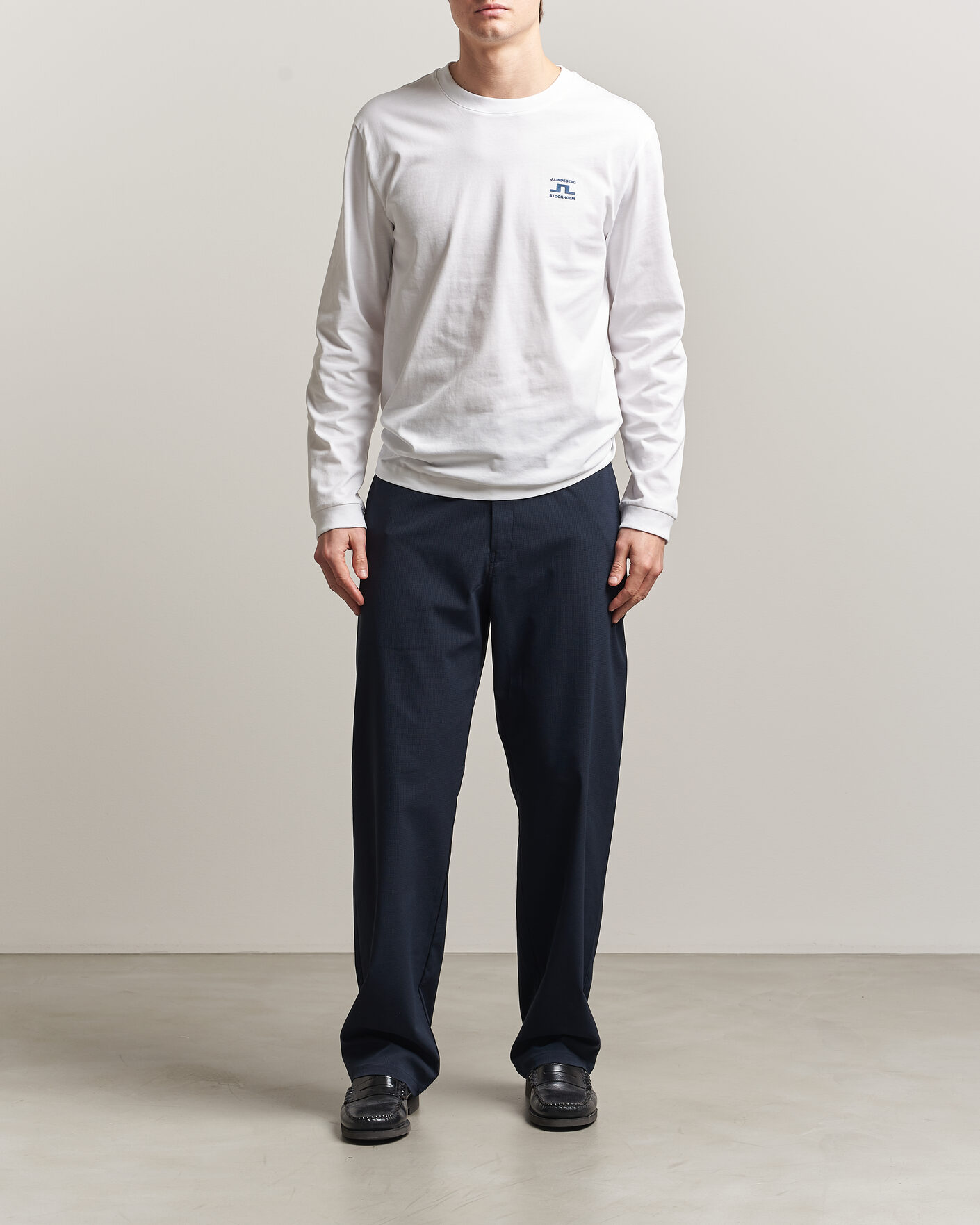 Herr | T-Shirts | J.Lindeberg | Parcie Long Sleeve T-Shirt White