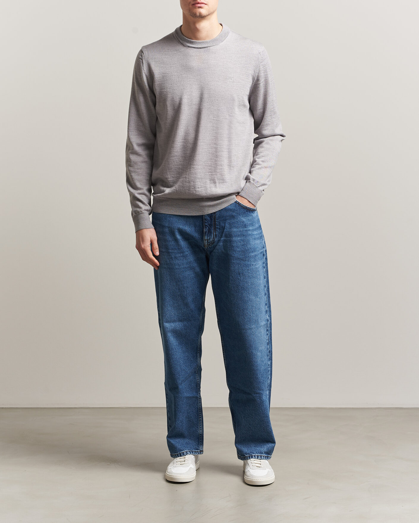 Herr | Tröjor | J.Lindeberg | Keane Merino Crew Neck Pullover Light Grey Melange