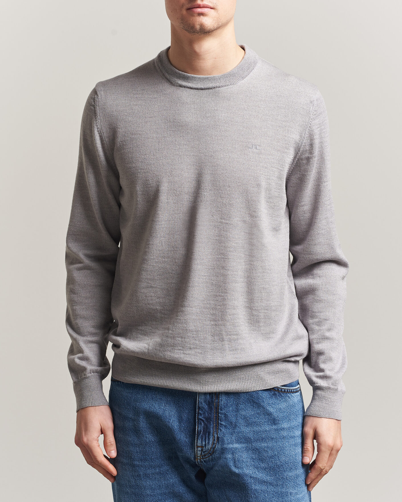 Herr | Tröjor | J.Lindeberg | Keane Merino Crew Neck Pullover Light Grey Melange