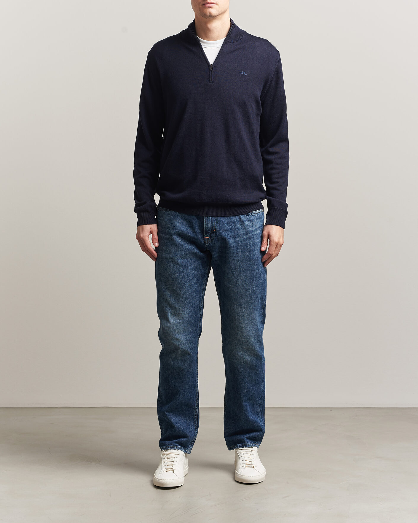 Herr | Tröjor | J.Lindeberg | Kiyan Merino Half Zip JL Navy