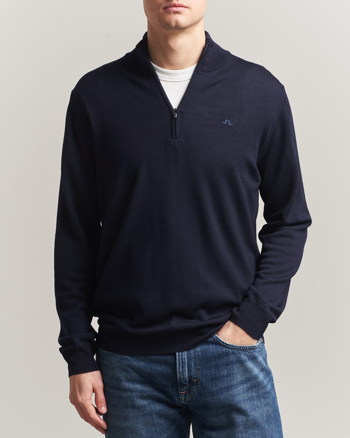 Herr | Tröjor | J.Lindeberg | Kiyan Merino Half Zip JL Navy