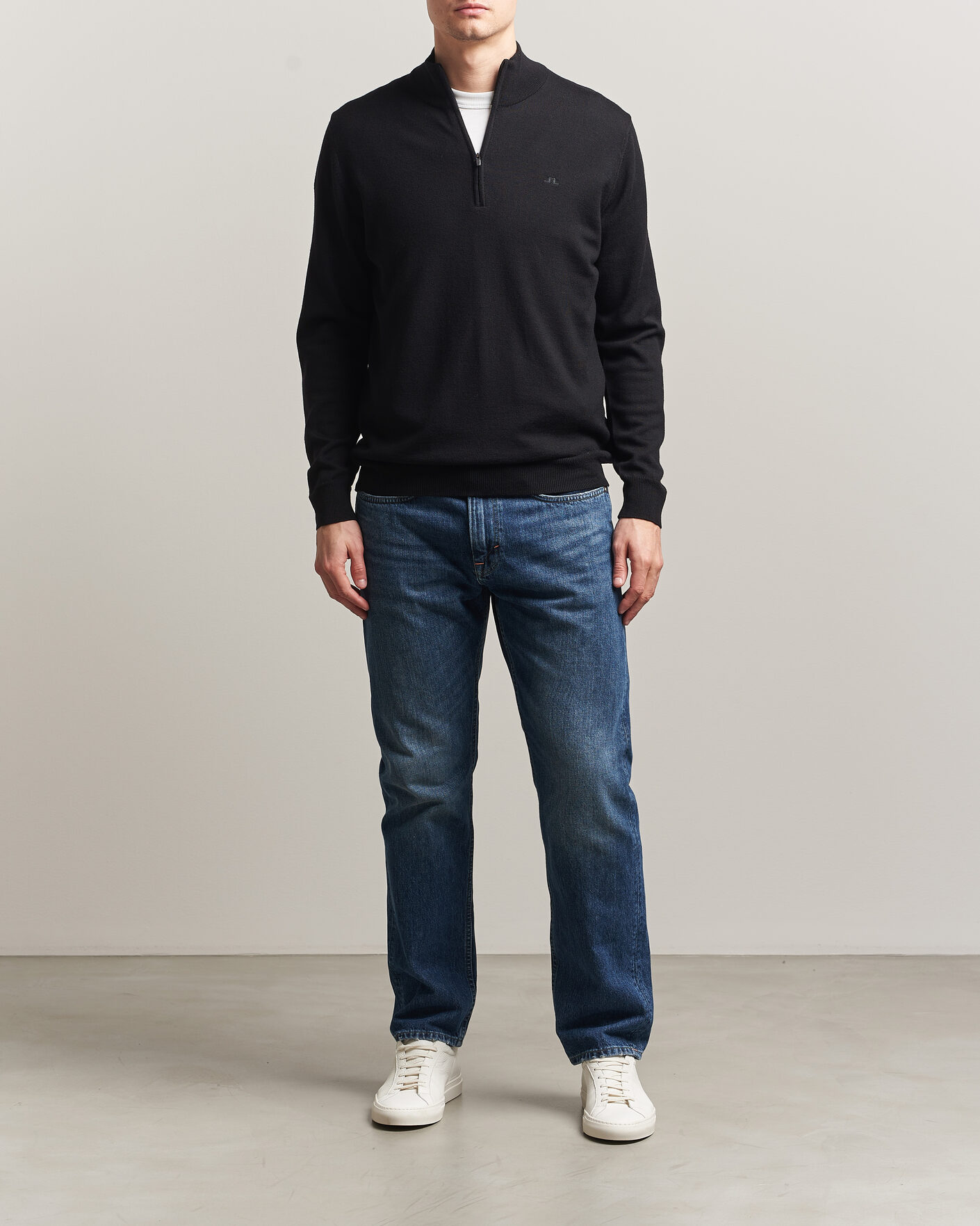 Herr | Tröjor | J.Lindeberg | Kiyan Merino Half Zip Black
