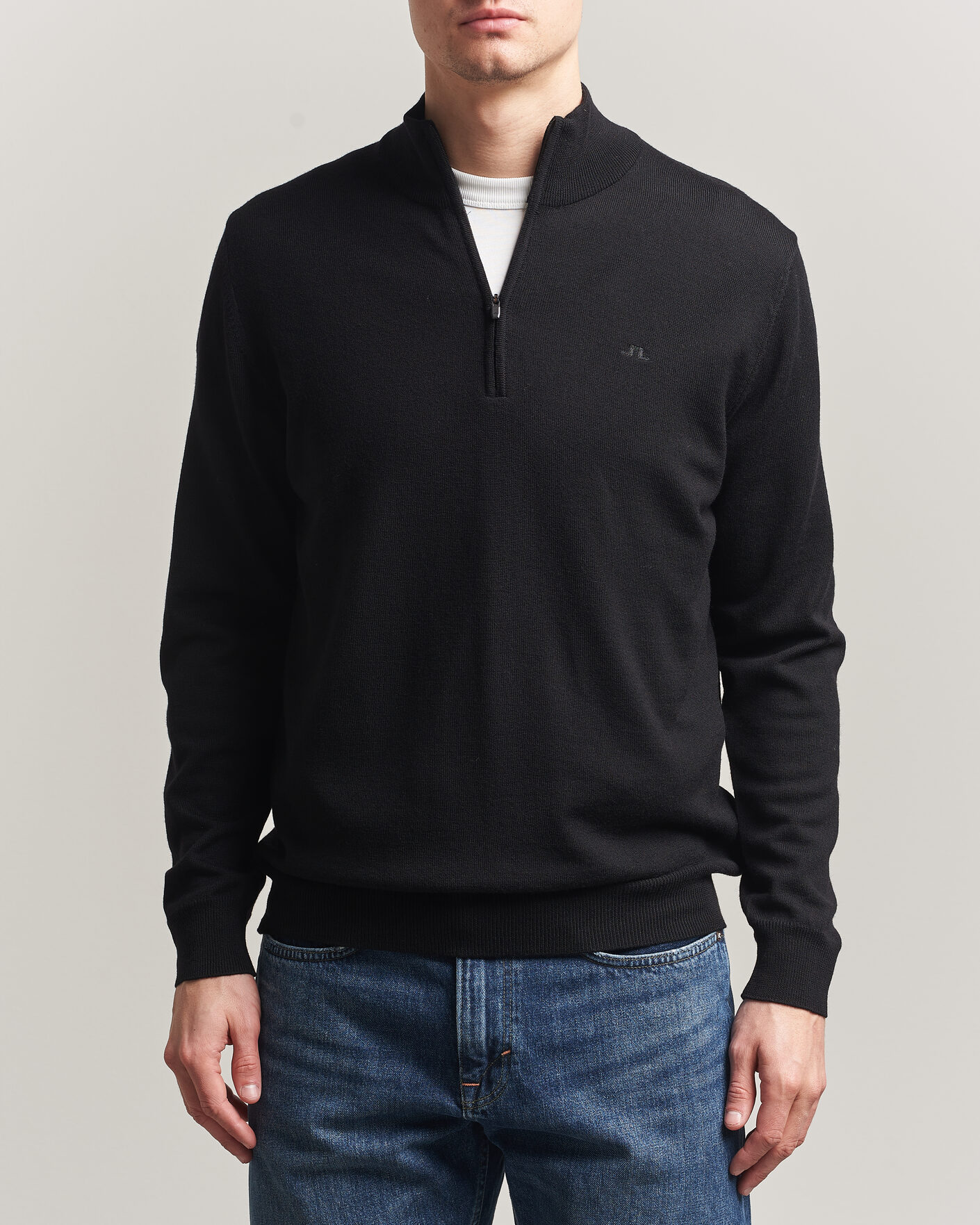 Herr | Tröjor | J.Lindeberg | Kiyan Merino Half Zip Black