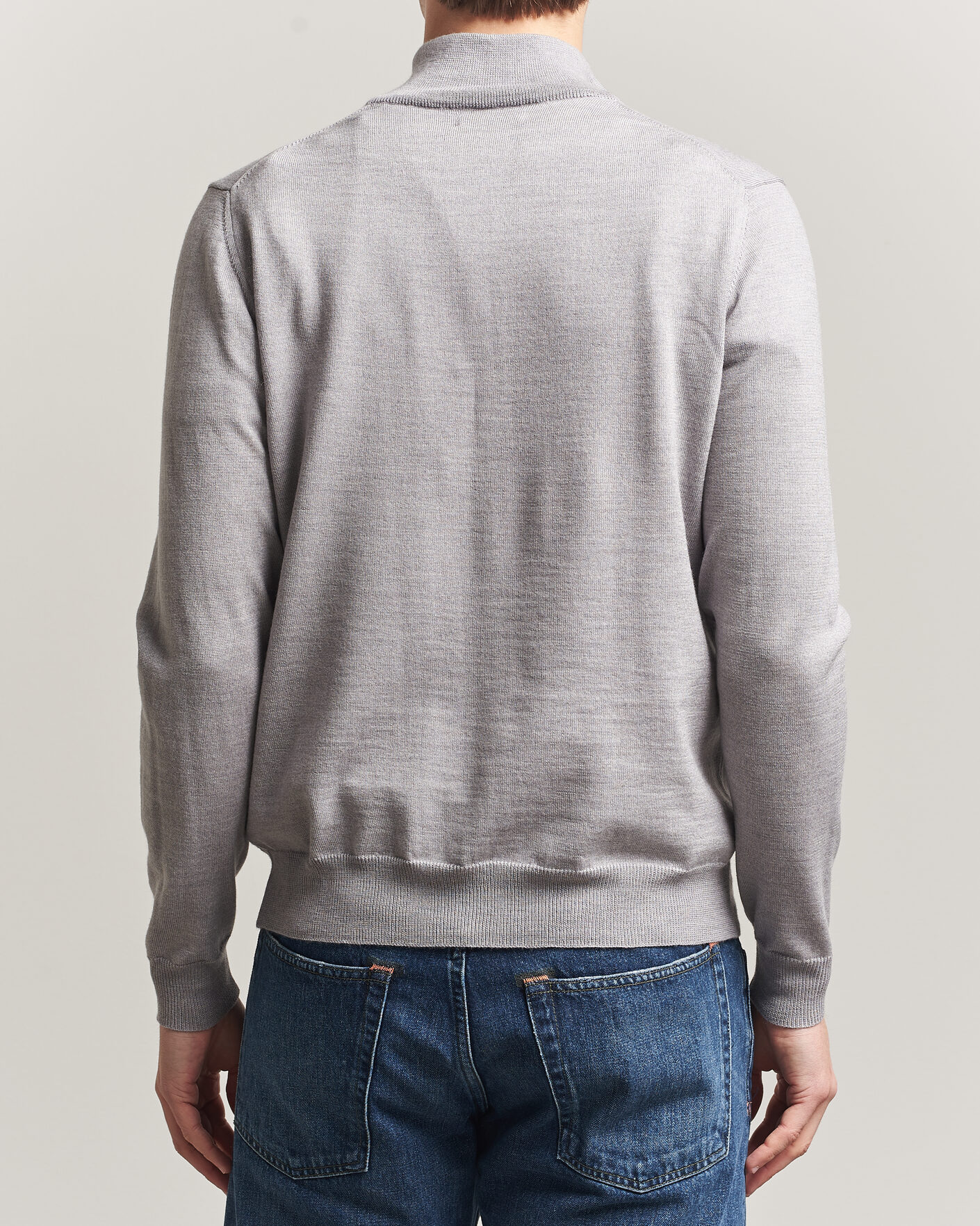 Herr | Tröjor | J.Lindeberg | Kiyan Merino Half Zip Light Grey Melange