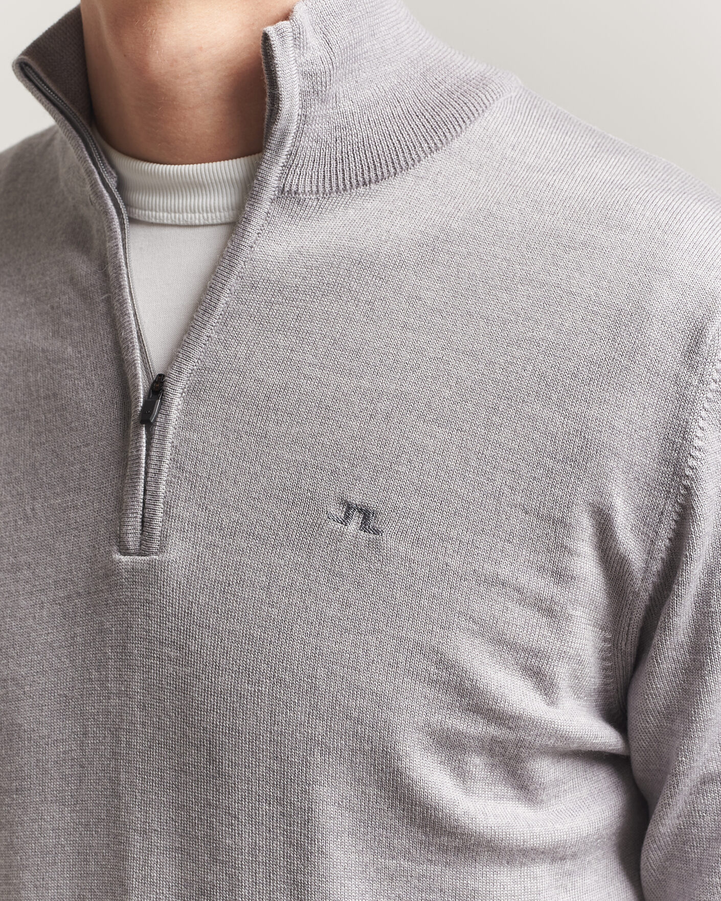 Herr | Tröjor | J.Lindeberg | Kiyan Merino Half Zip Light Grey Melange