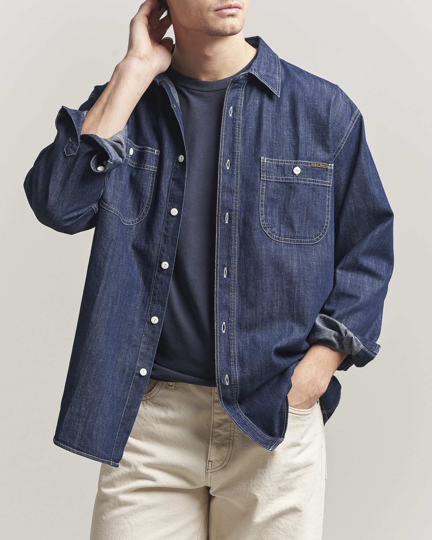 Herr | Skjortor | Nudie Jeans | Julian Denim Shirt Rinsed