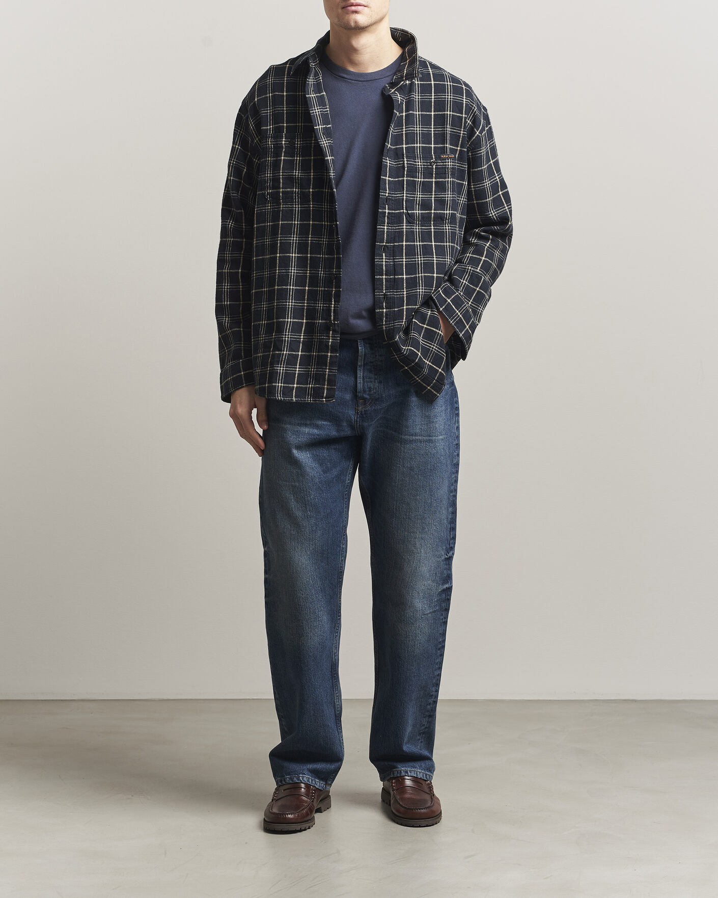 Herr | Skjortor | Nudie Jeans | Julian Checked Worker Shirt Black