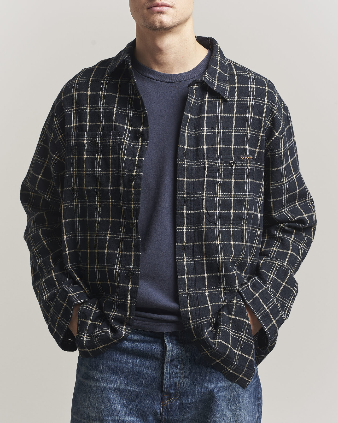 Herr | Skjortor | Nudie Jeans | Julian Checked Worker Shirt Black