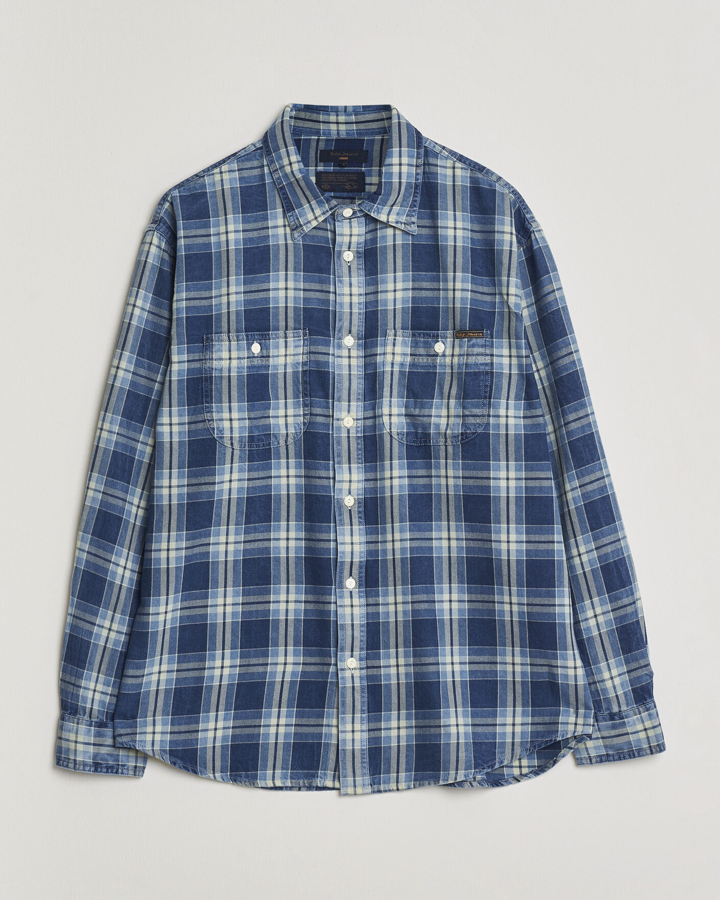 Herr | Skjortor | Nudie Jeans | Julian Checked Worker Shirt Indigo